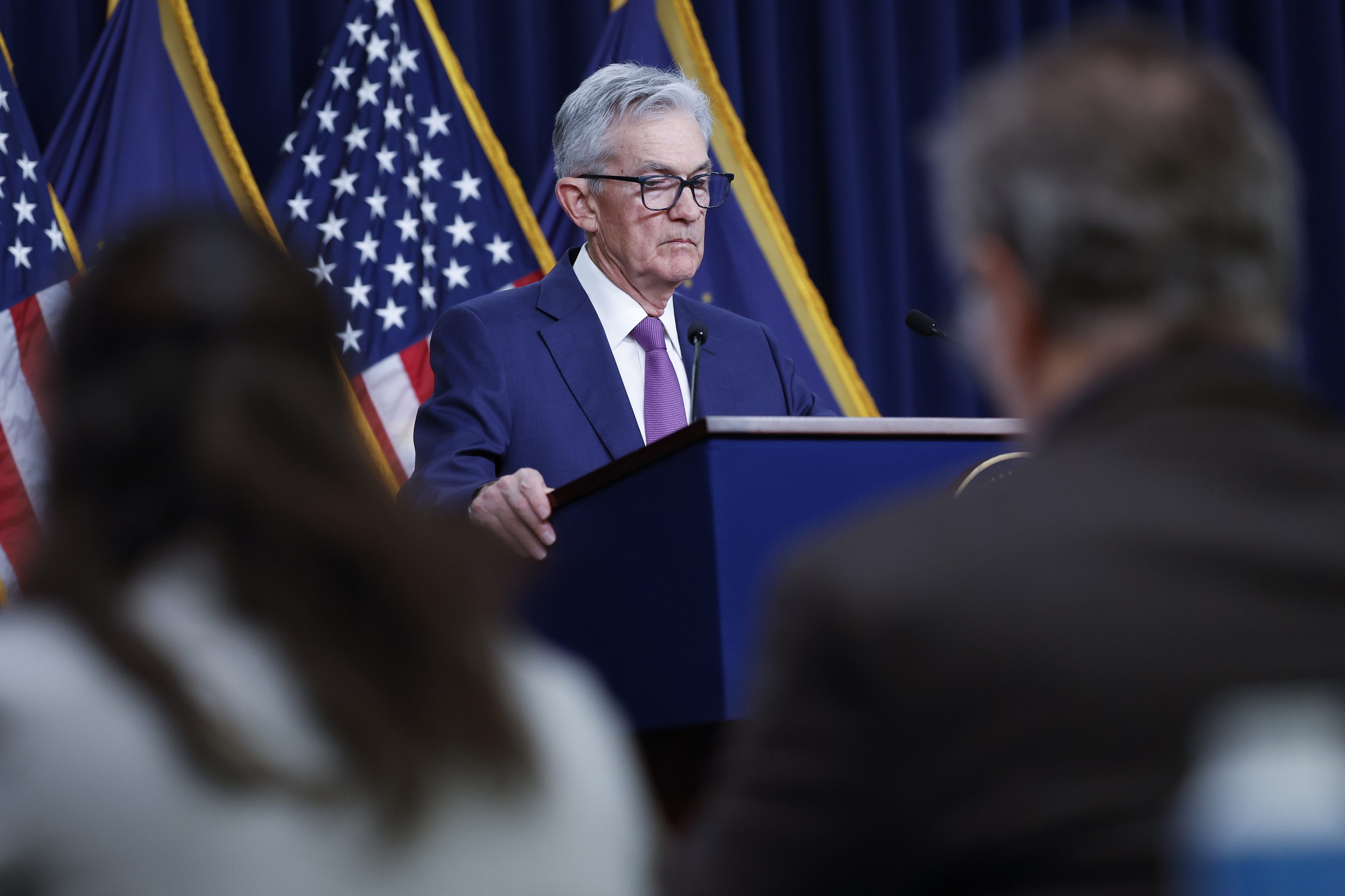 U.S. Federal Reserve Board Chairman Jerome Powell speaks during a news conference on Jan. 31 after the Fed announced that interest rates would remain unchanged.