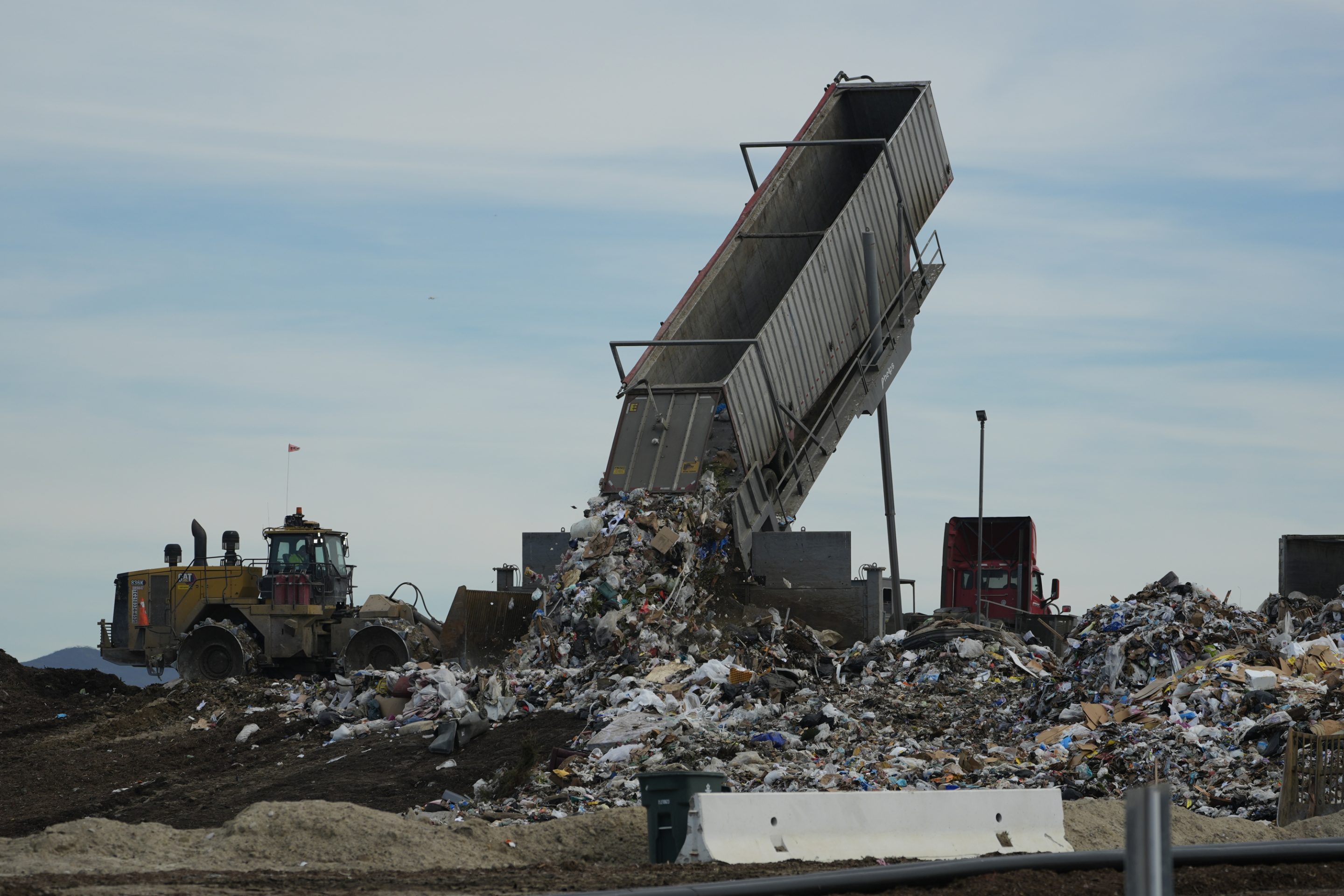 Trash is unloaded at the Otay Landfill in Chula Vista, Calif., on Jan. 26, 2024.