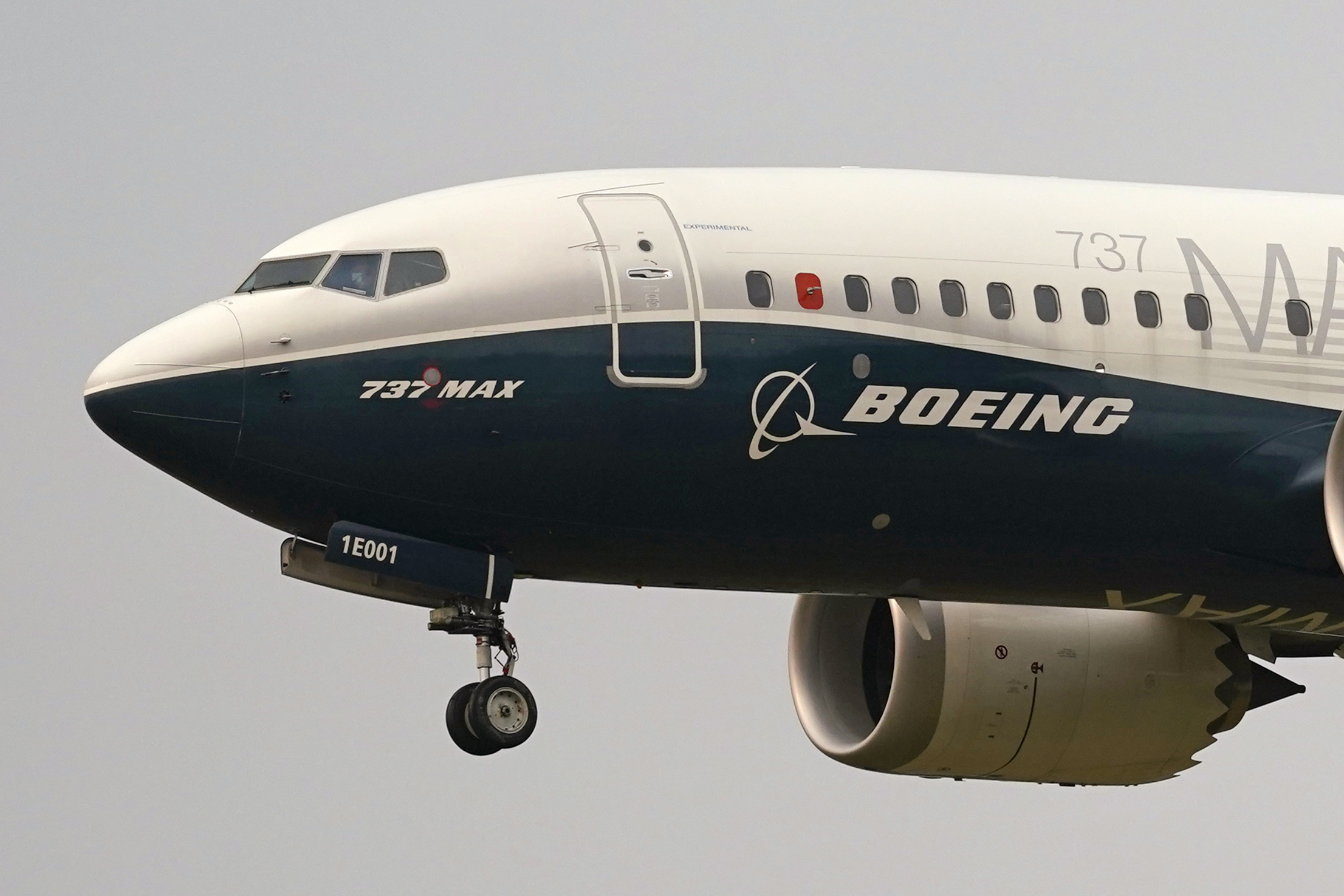 A Boeing 737 Max jet prepares to land at Boeing Field following a test flight in Seattle on Sept. 30, 2020. 