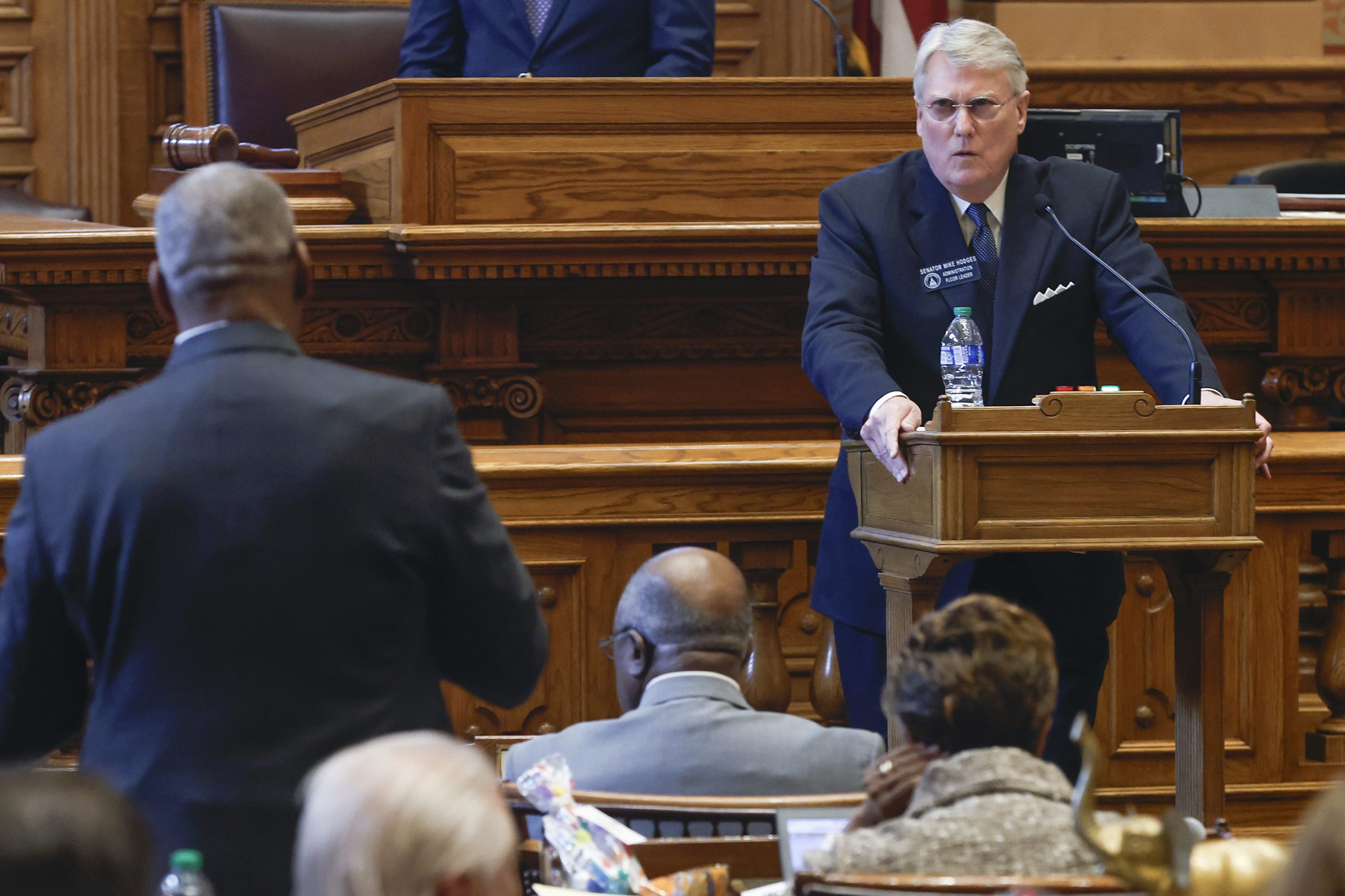 Sen. Mike Hodges, R-Brunswick, speaks in favor of Senate Bill 362 at the Georgia State Capitol on Feb. 8, 2024.
