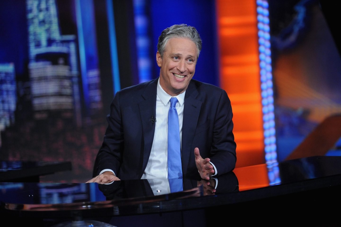 Jon Stewart on the set of "The Daily Show"