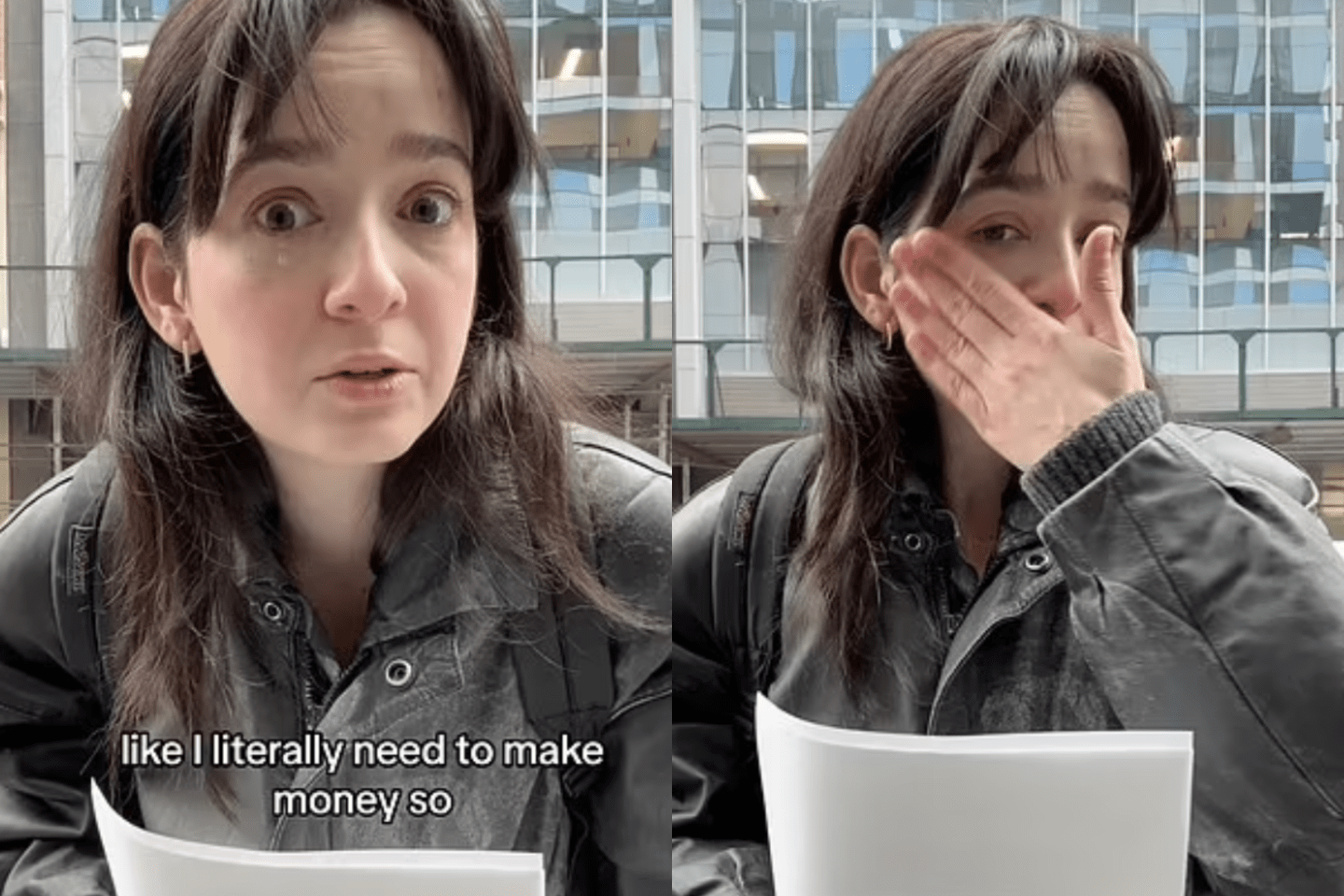 Gen Z grad with 2 degrees breaks down in tears sharing the responses she received from minimum wage employers after handing out her résumé in New York