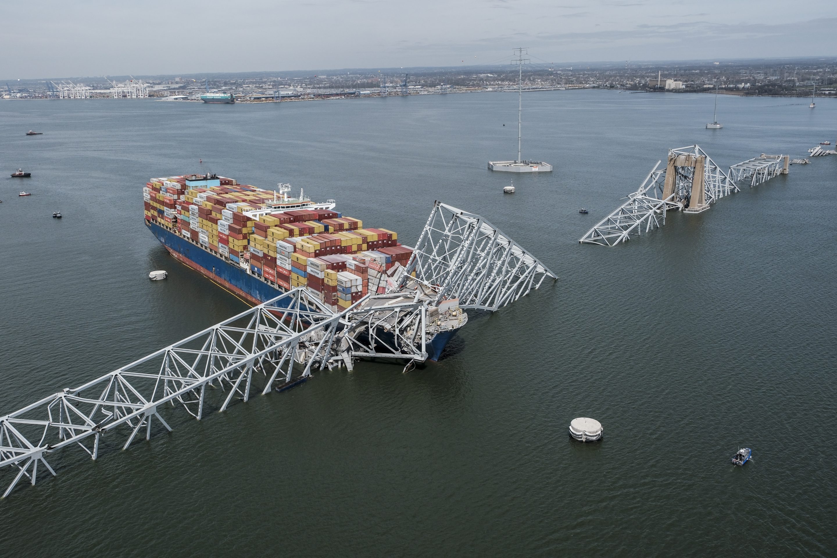 The remains of the Francis Scott Key Bridge in Baltimore, March 26, 2024.