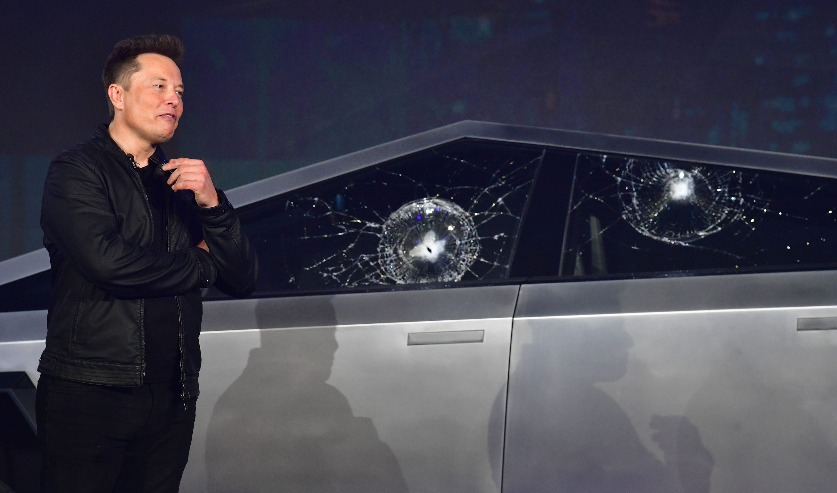 The cybertruck's first run-in with a sledgehammer did not go according to plan.