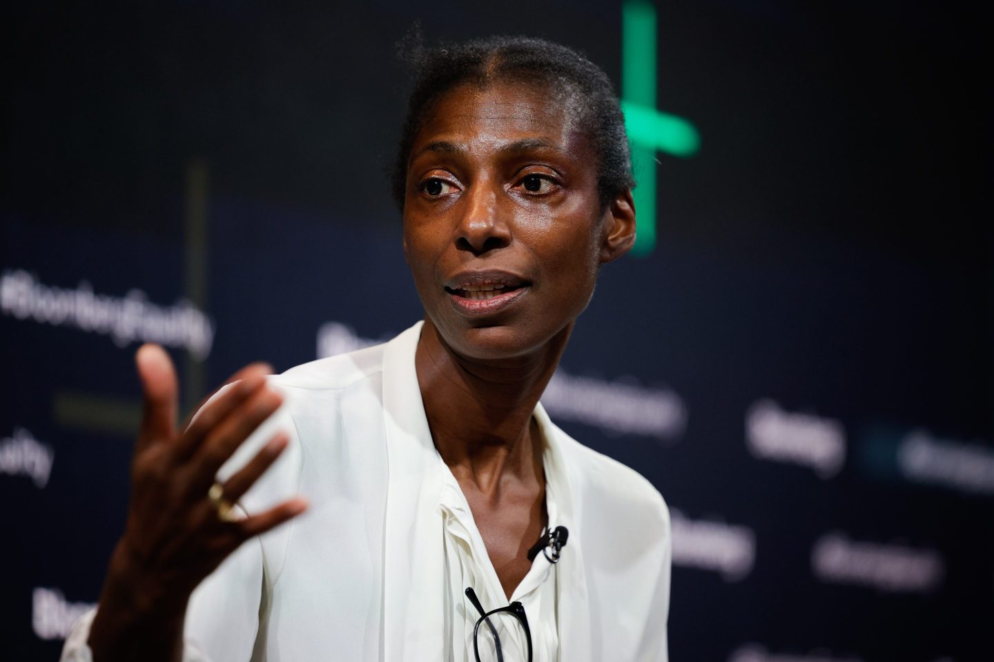 a woman speaking