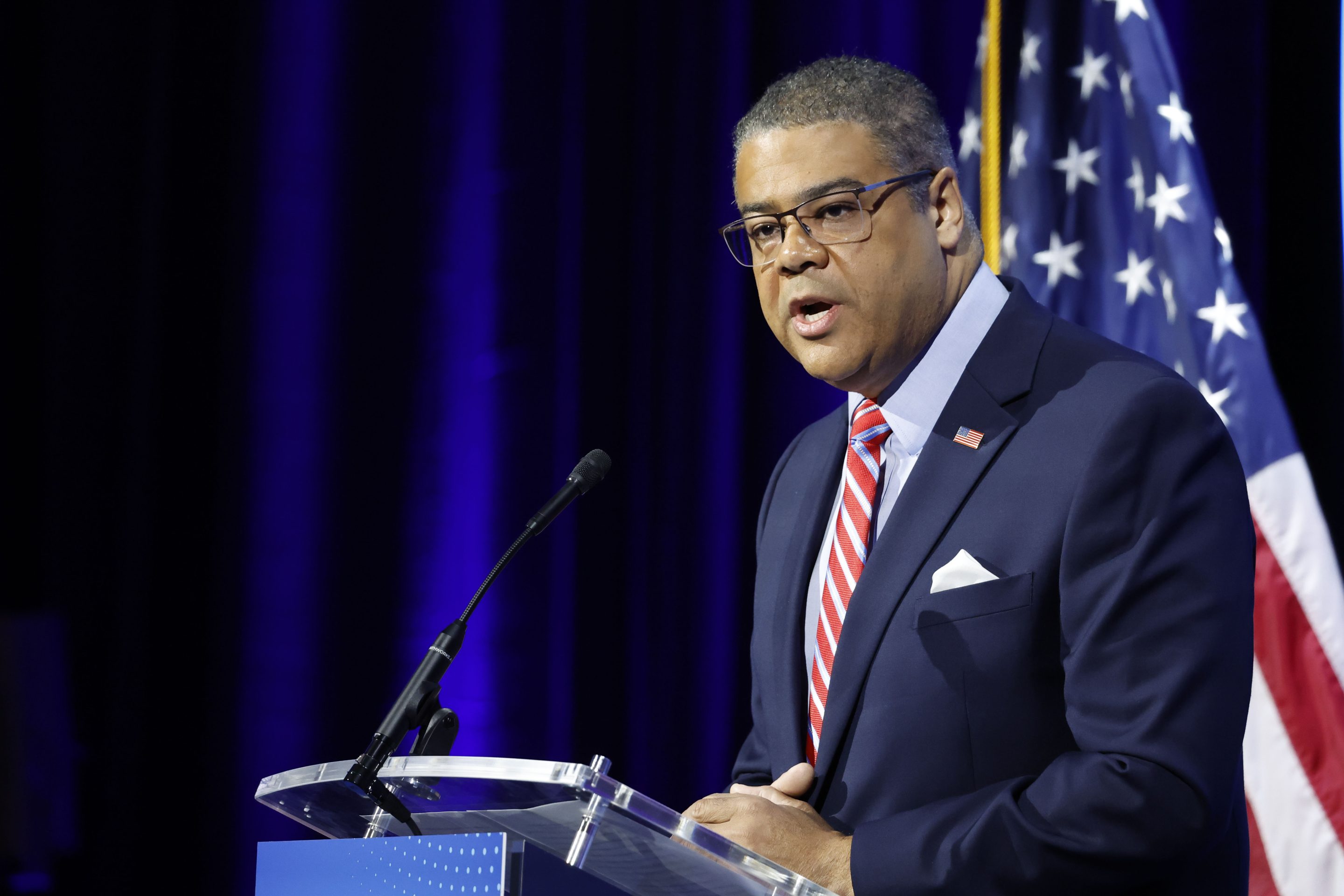 Donald Cravins Jr., under secretary of the Minority Business Development Agency (MBDA), speaks at an investment summit in Maryland on May 4. In 2021, the Infrastructure Investment and Jobs Act established the MBDA as a permanent agency.