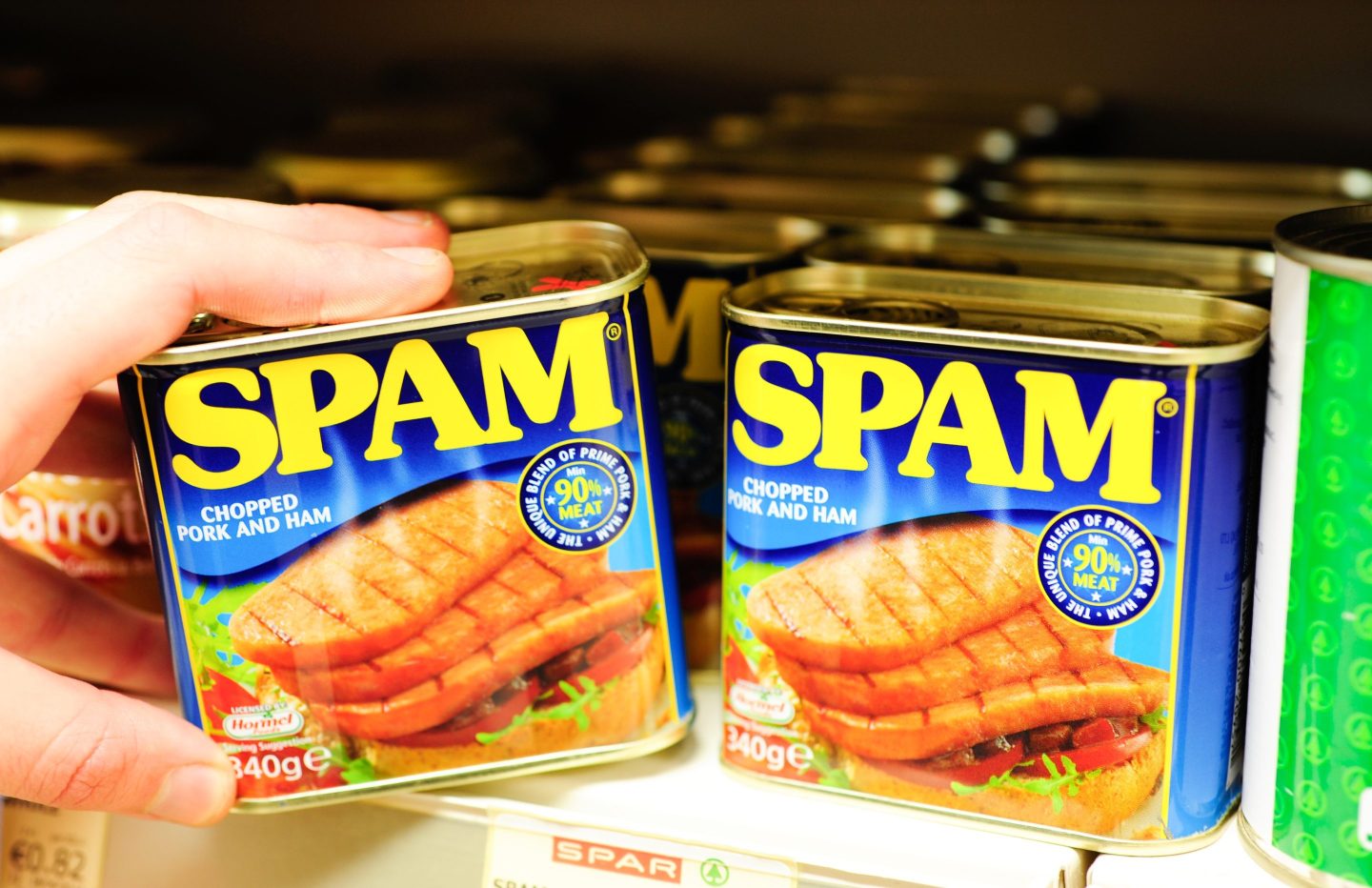 A close up of a tin of SPAM.