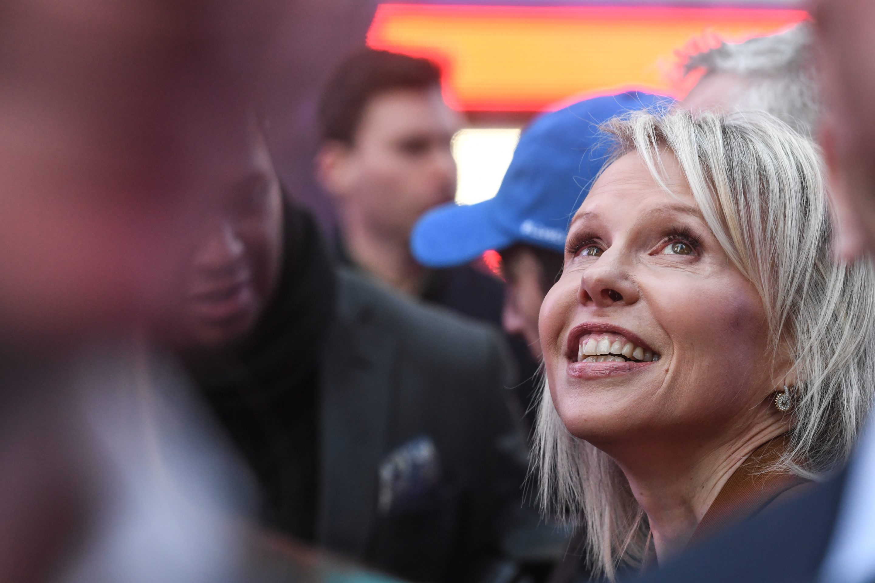 Samara Cohen, chief investment officer of ETF and Index Investments at Blackrock, in Times Square as Bitcoin Spot ETFs are launched on the Nasdaq Exchange on Jan. 11.