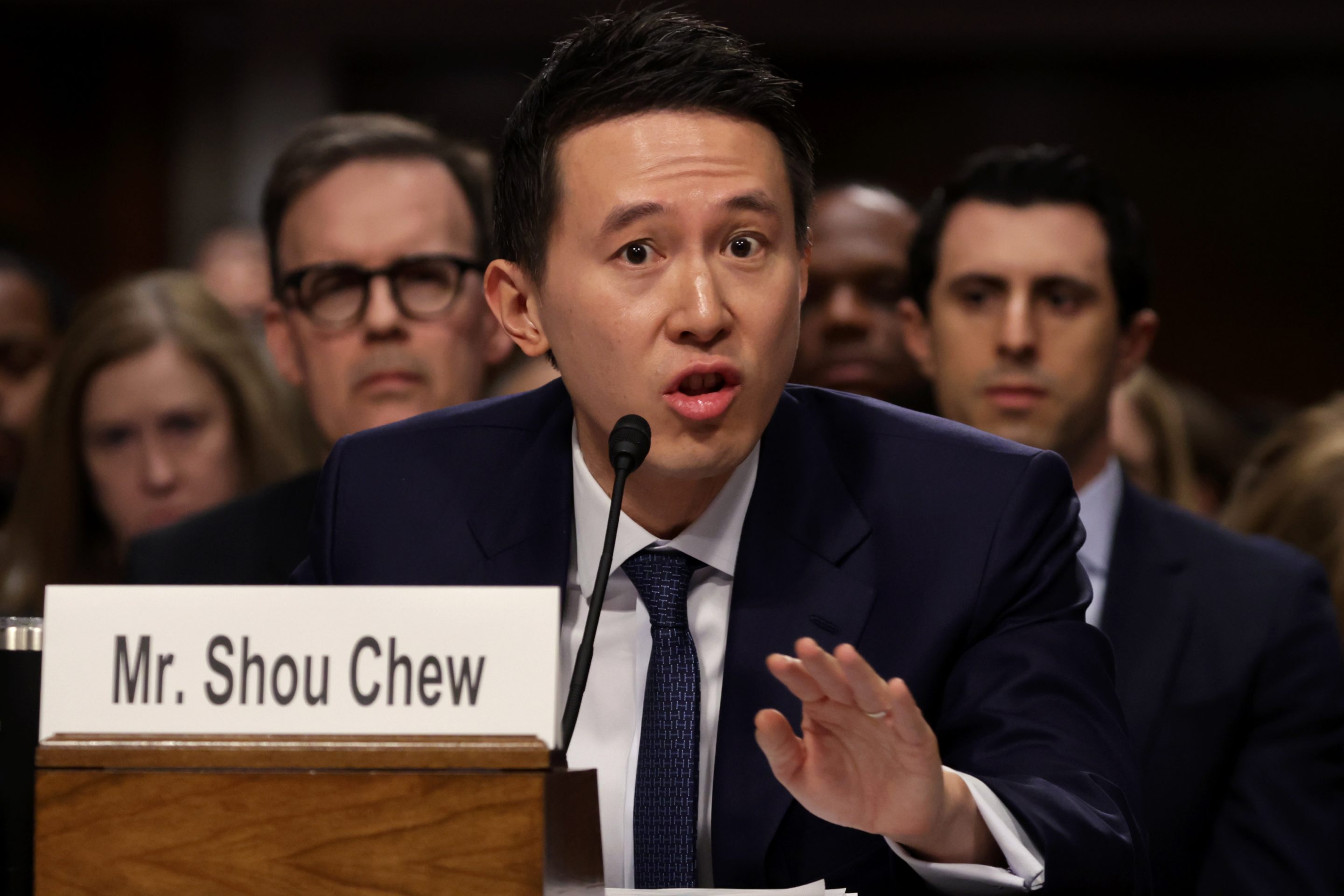 Shou Zi Chew, CEO of TikTok, testifies before the Senate Judiciary Committee.