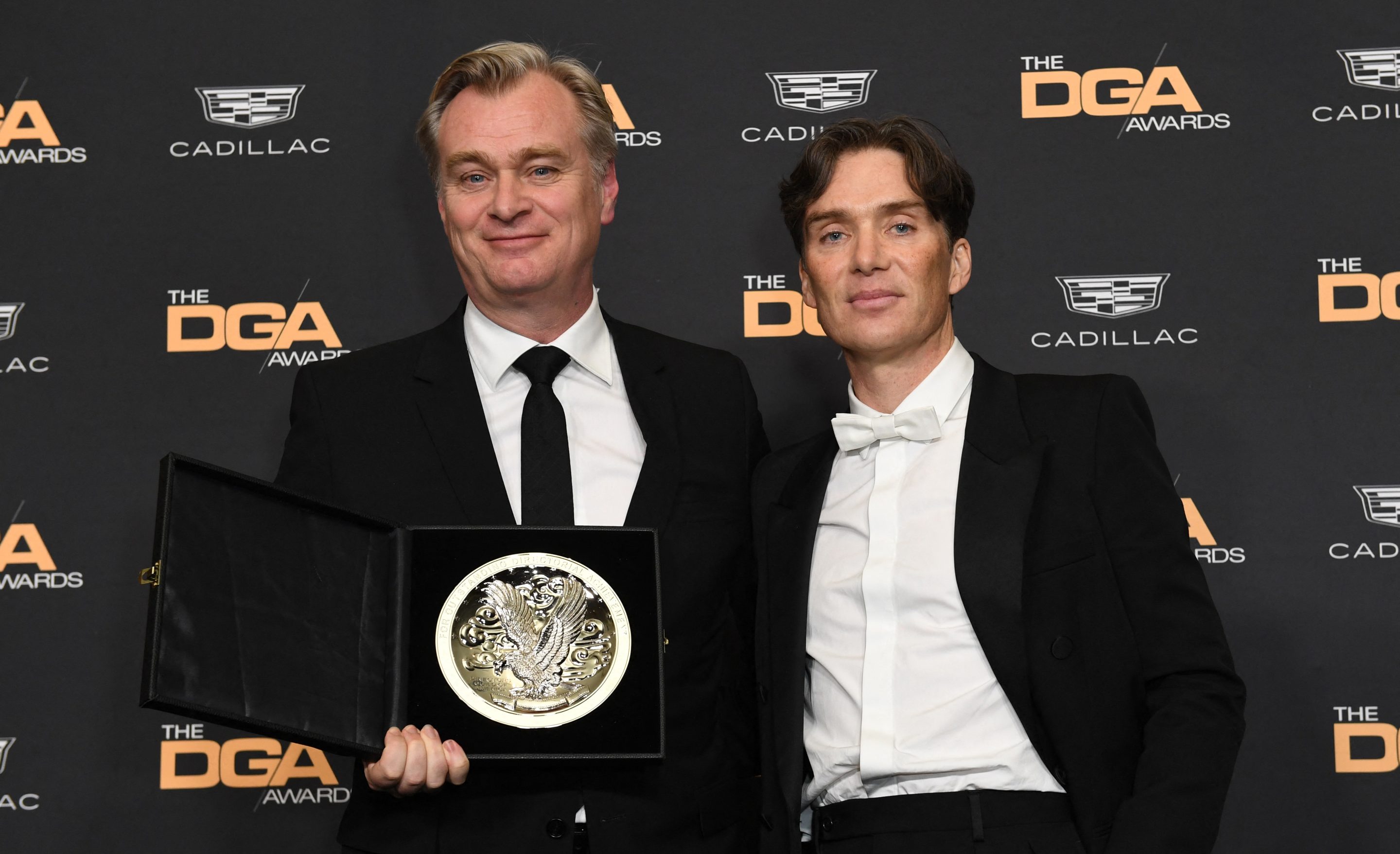 "Oppenheimer" director Christopher Nolan with actor Cillian Murphy (right) at the 76th Directors Guild of America awards last month.