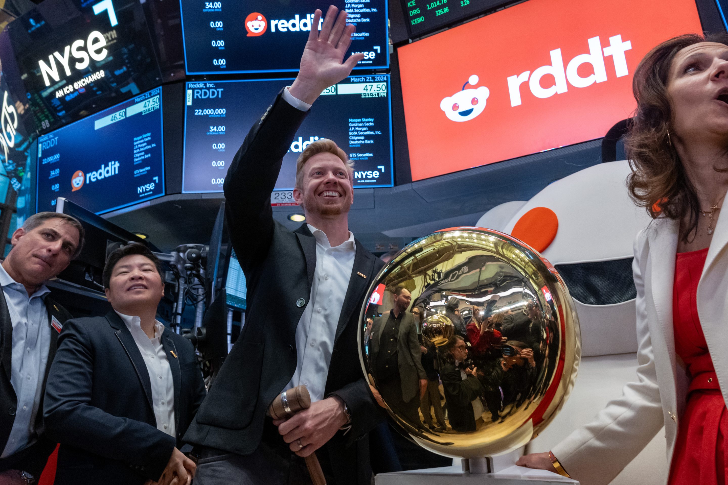 Reddit CEO Steve Huffman at the New York Stock Exchange on March 21, 2024.