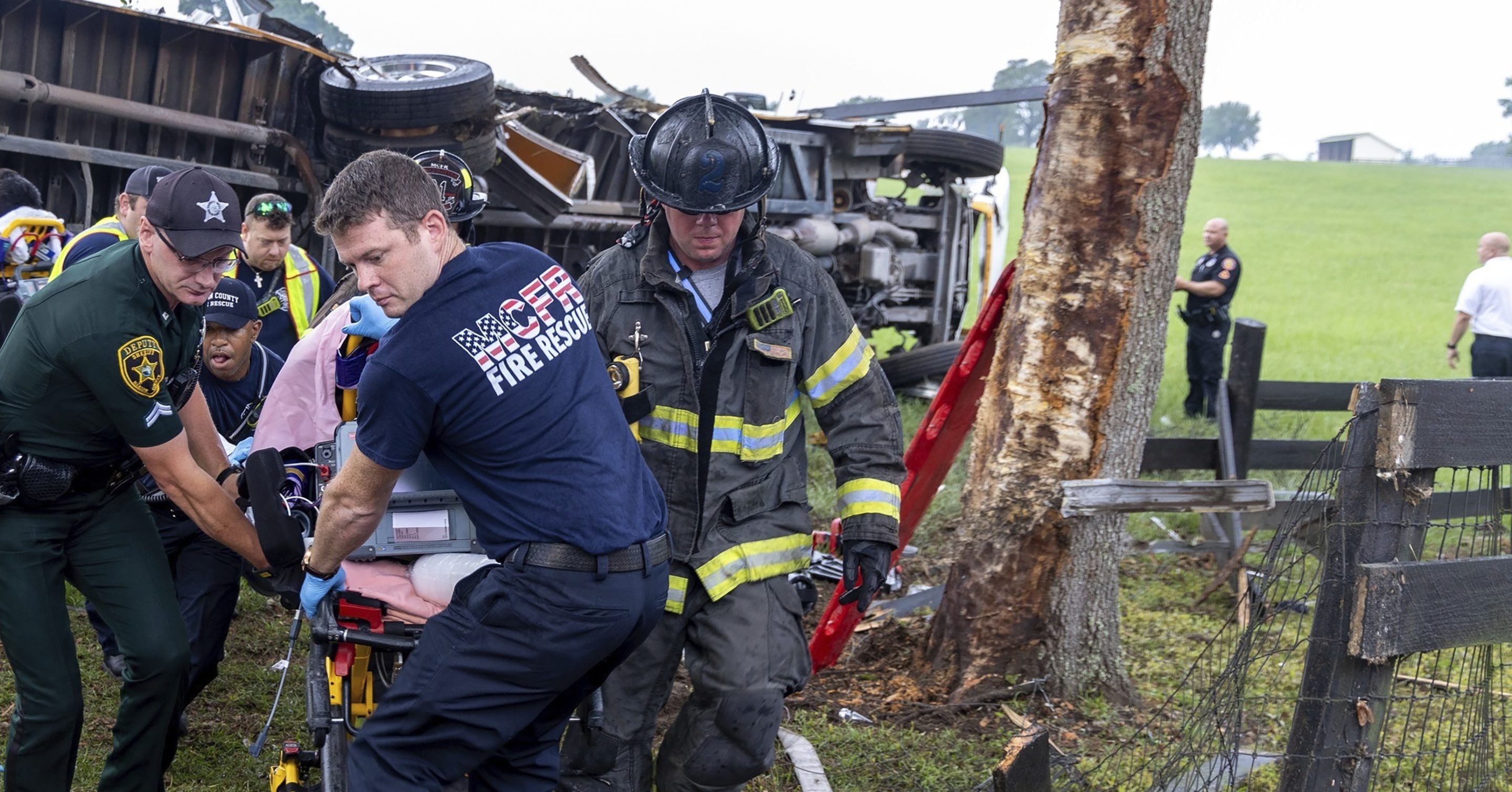The Florida Highway Patrol says eight people were killed and nearly 40 others were injured.