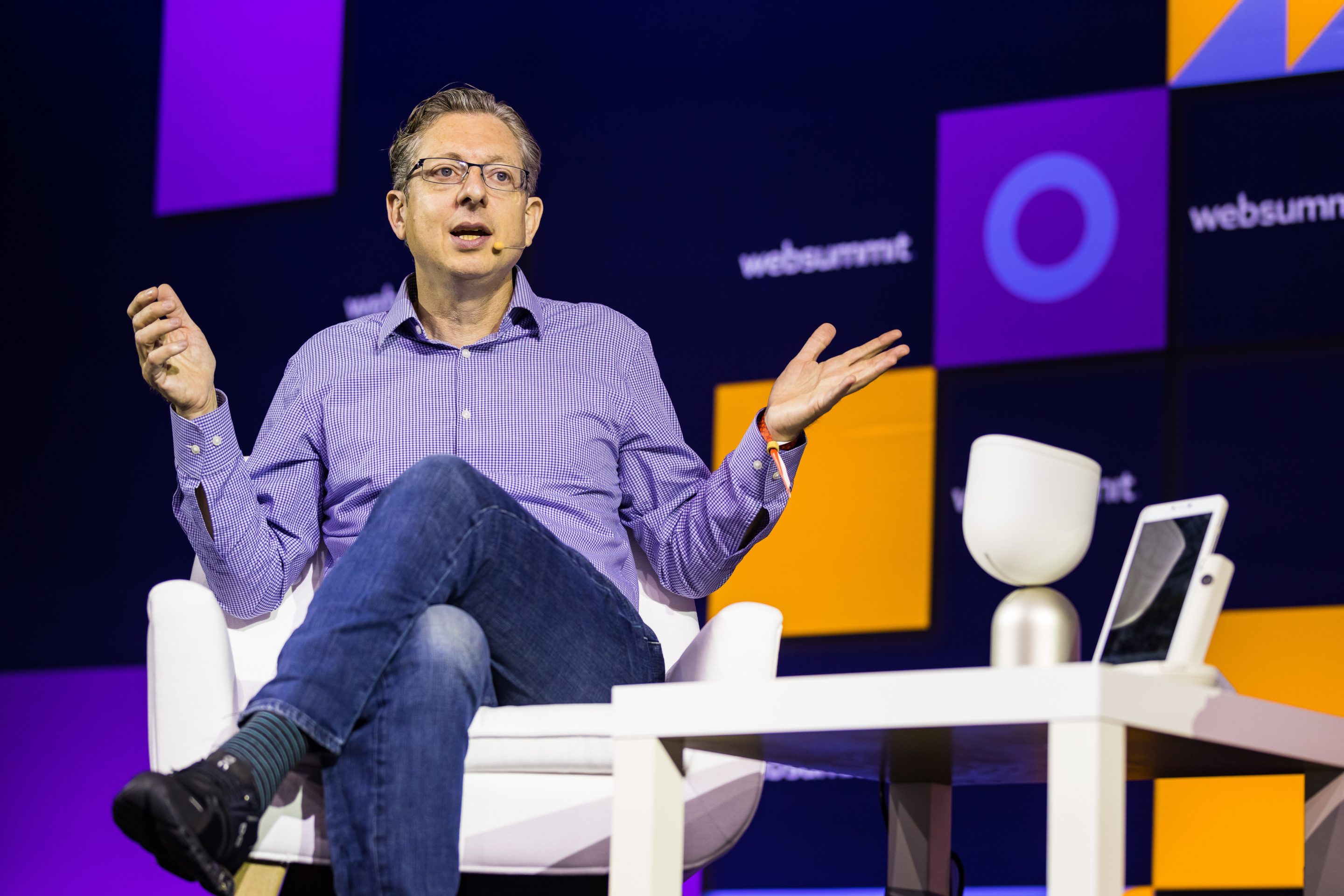 Dor Skuler, CEO and Co-founder at Intuition Robotics speaks at the 2022 Web Summit in Lisbon.