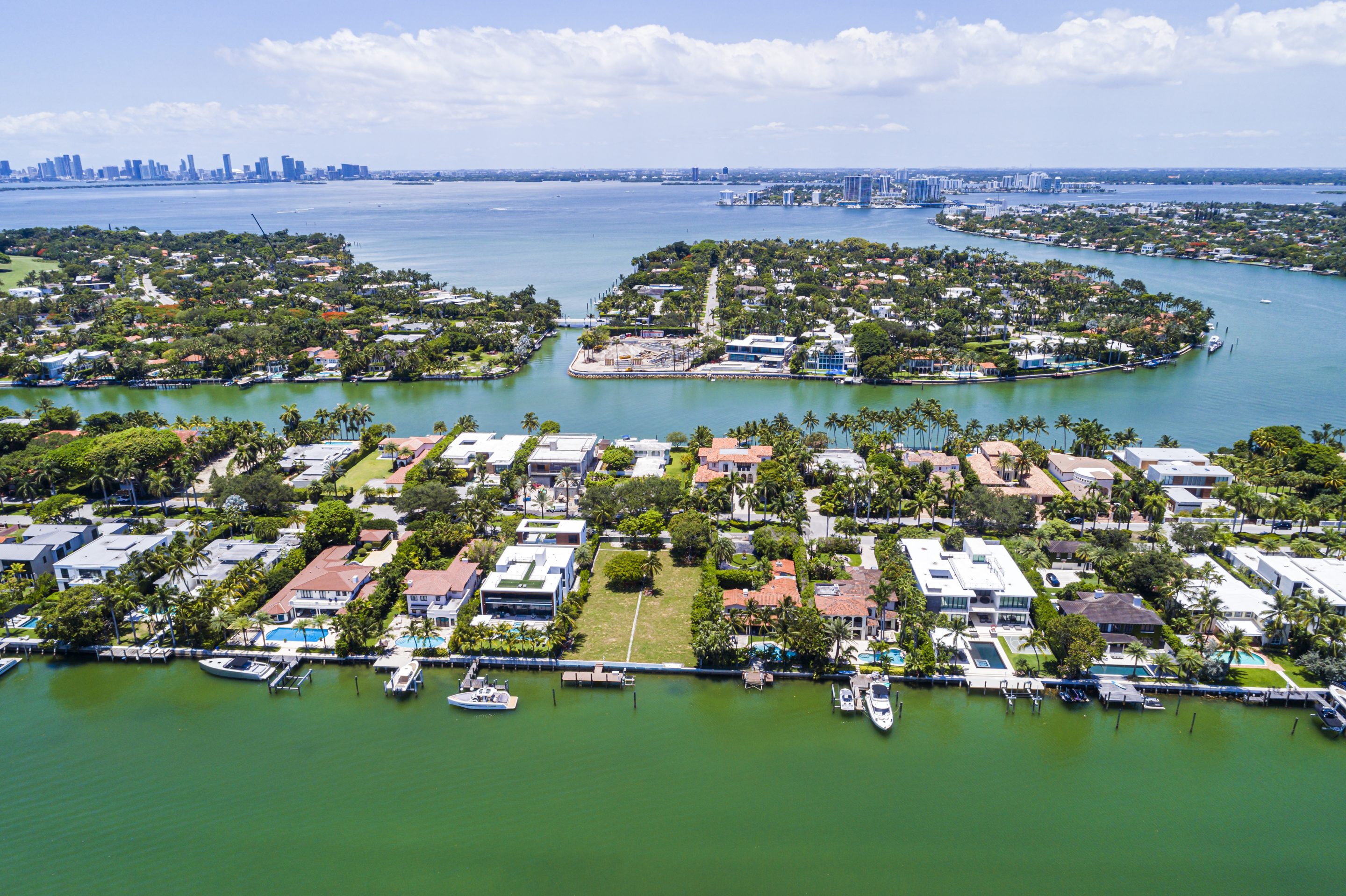 A view of La Gorce Island, Allison Island, and Miami Beach.