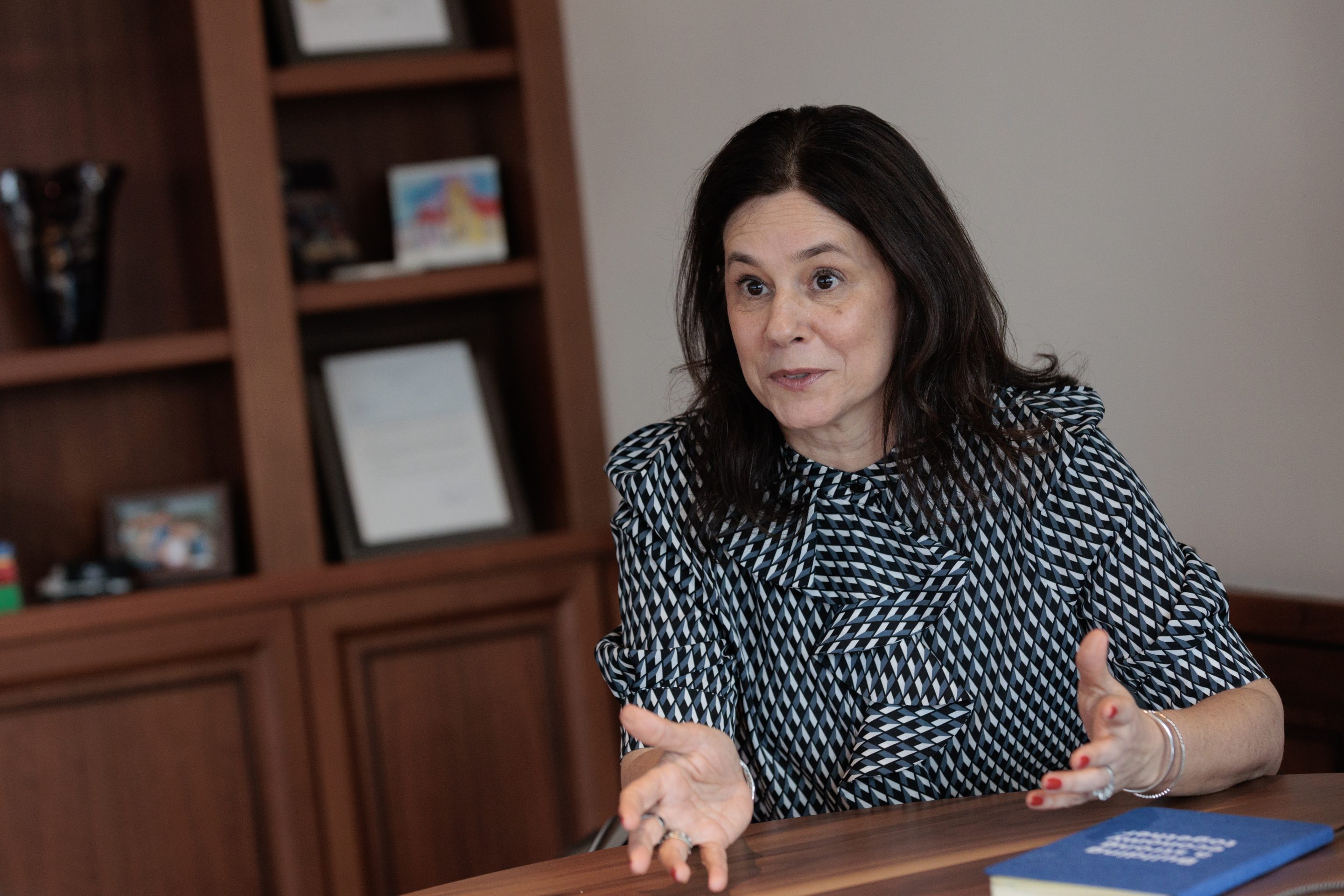 Lorie Logan, president of the Federal Reserve Bank of Dallas, speaks during an interview in Dallas, on Feb. 15, 2024.