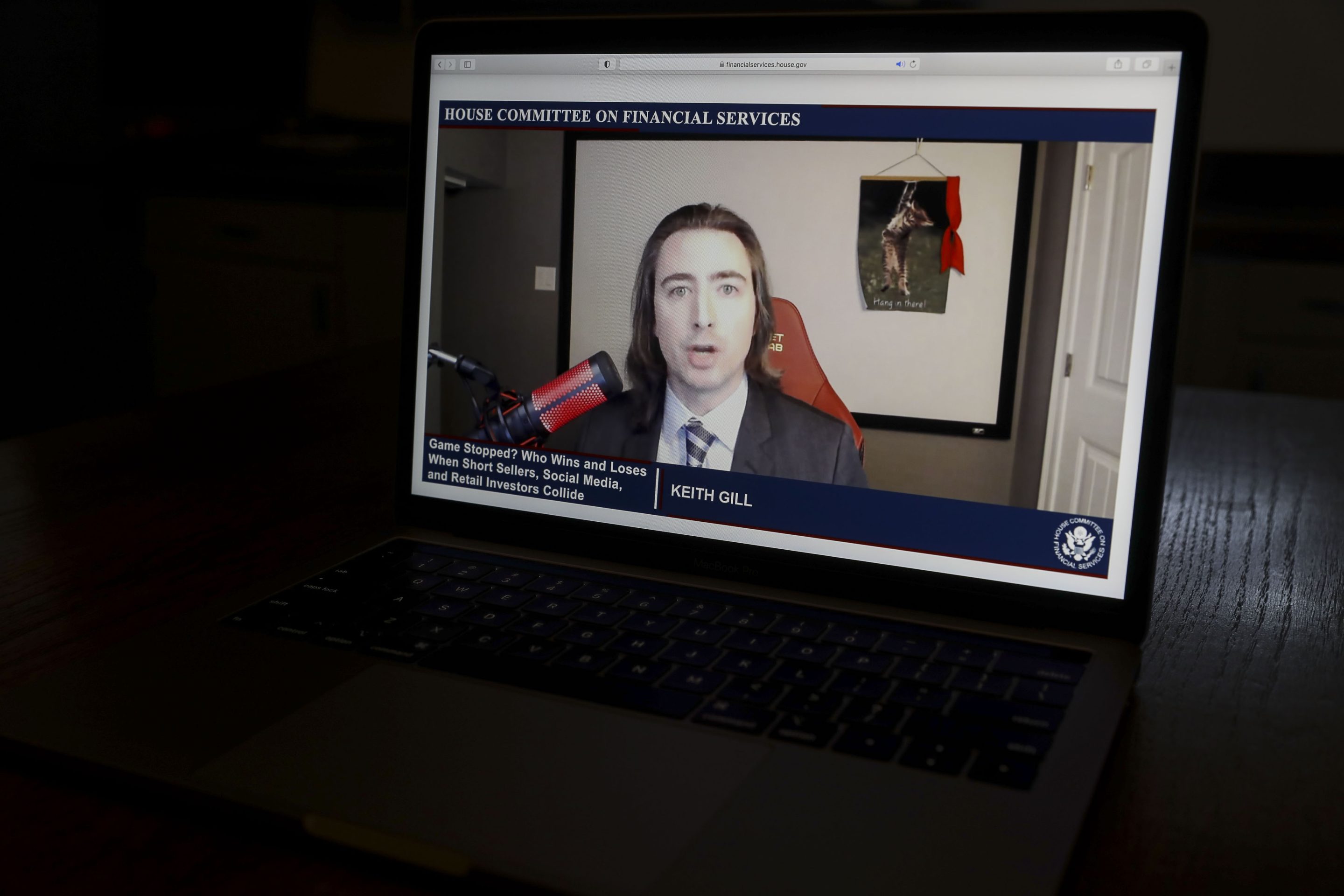 Keith Gill, a Reddit user and licensed trader credited with inspiring GameStop's rally, speaks virtually during a House Financial Services Committee hearing.