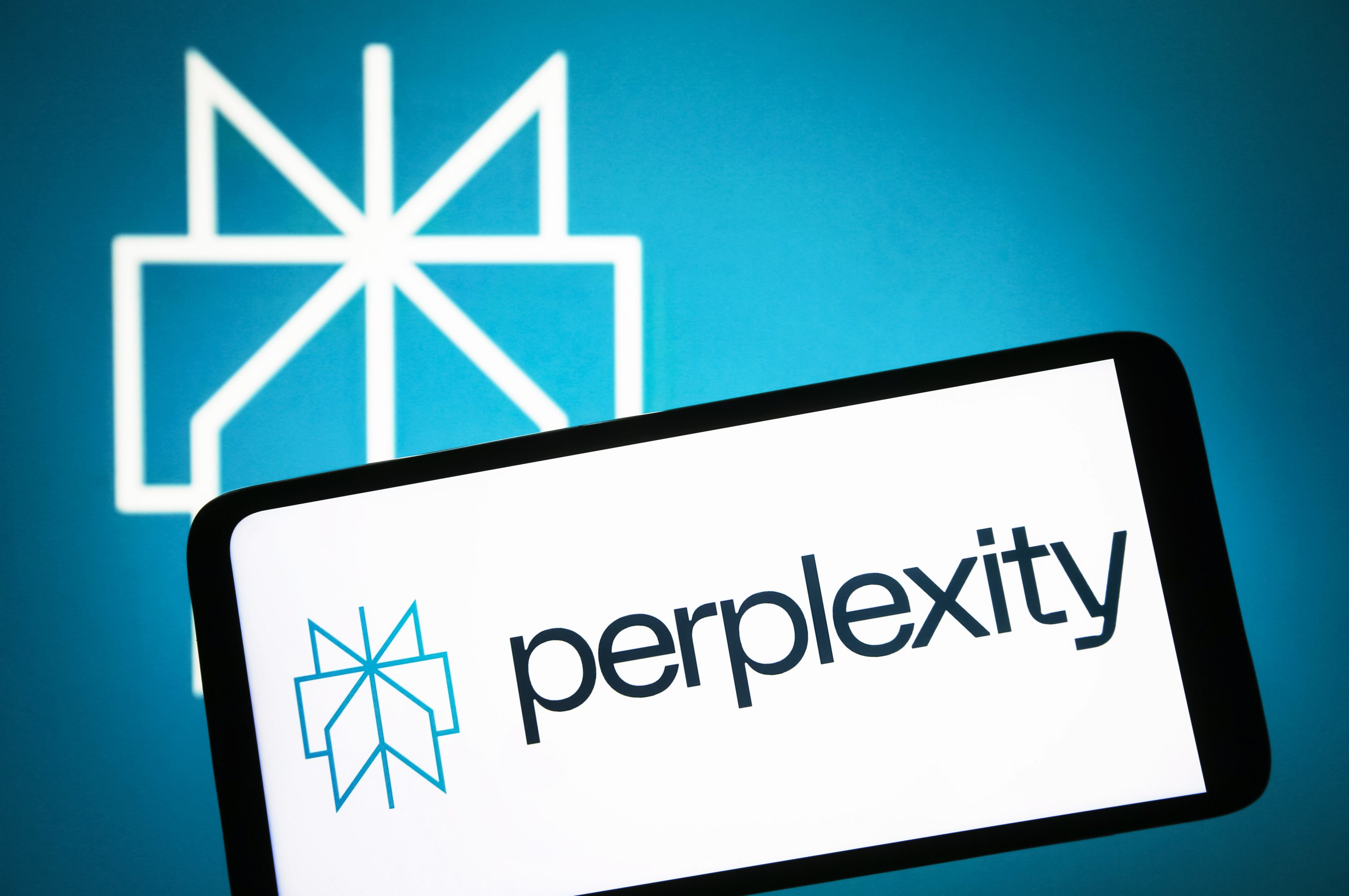 Perplexity AI logo is seen on a smartphone screen