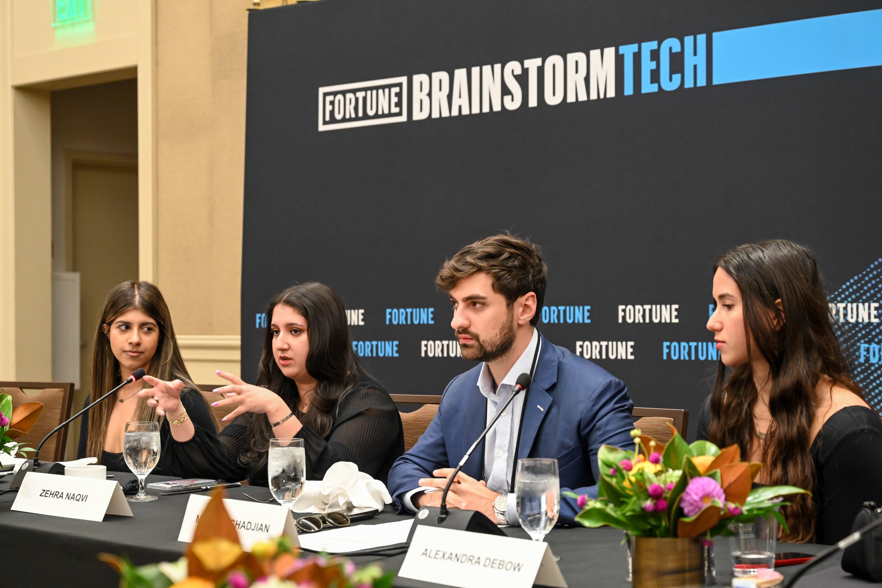 Fortune Brainstorm Tech panelists, left to right: Suraya Shivji, Zehra Naqvi, Marc Baghadjian, and Alexandra Debow. 