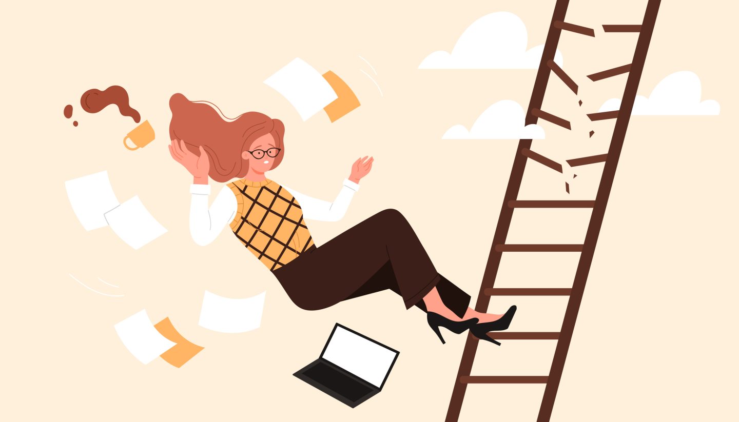 The evidence suggests that the 'broken rung' is a  bigger obstacle to women's advancement in the workplace than the 'glass ceiling.'