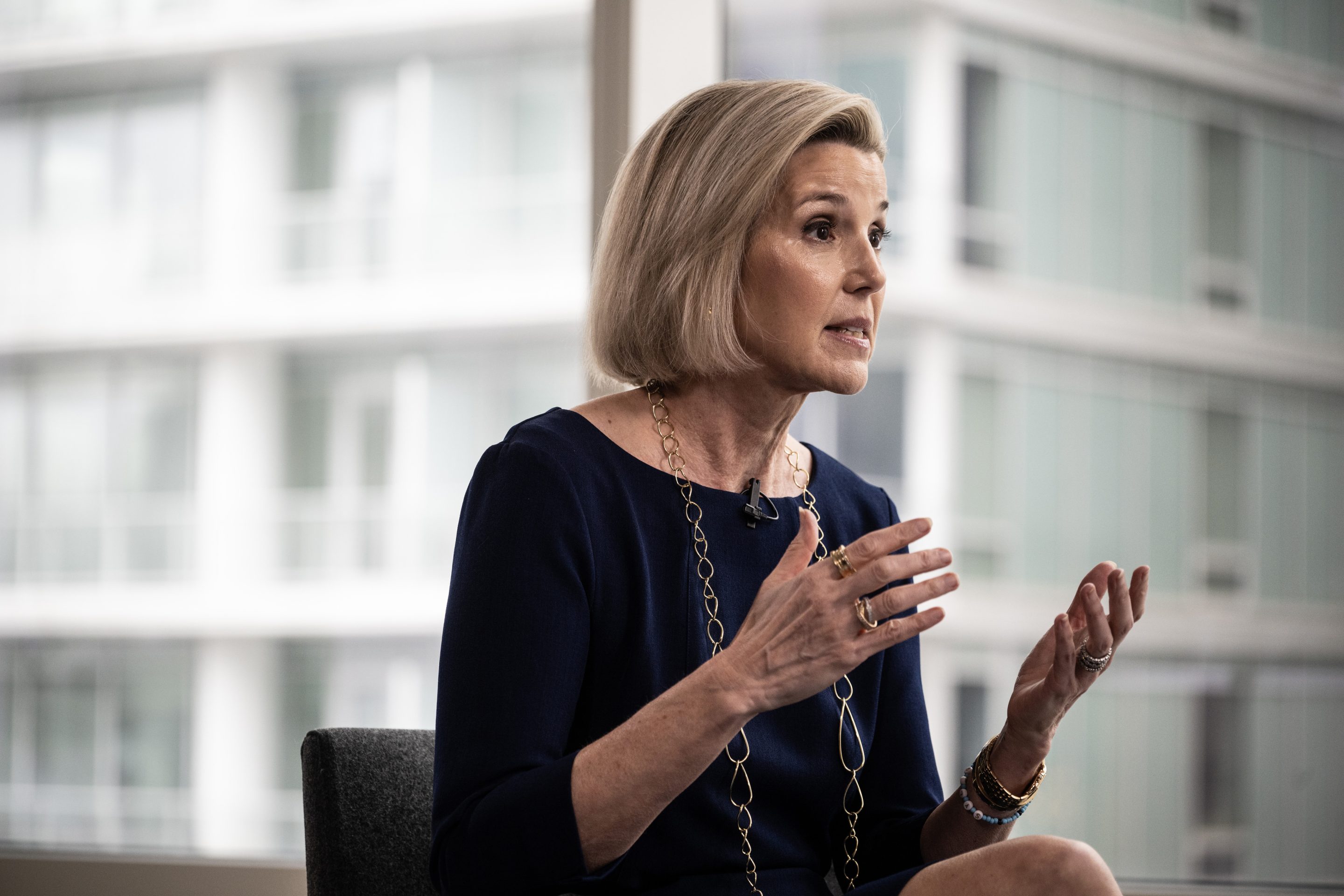 Ellevest CEO And Co-Founder Sallie Krawcheck speaking in an interview.