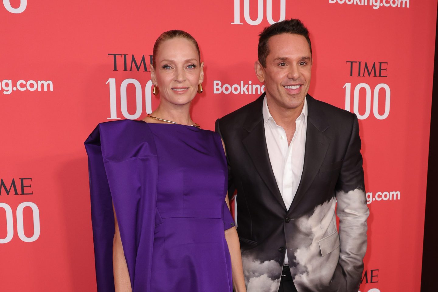 Uma Thurman and Christian Angermayer attend the 2024 Time100 Gala at Jazz at Lincoln Center on April 25, 2024 in New York City.
