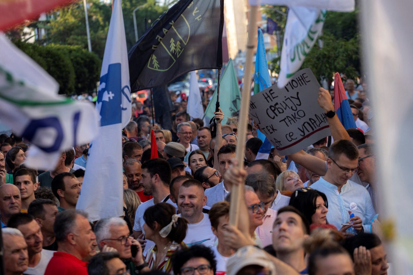 Protesters campaigning against the opening of a controversial lithium mining project.
