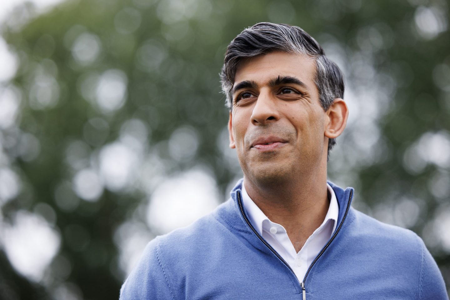 Rishi Sunak visits Nuneaton Cricket Club as he campaigns in the Midlands on July 1, 2024 in Nuneaton, United Kingdom.