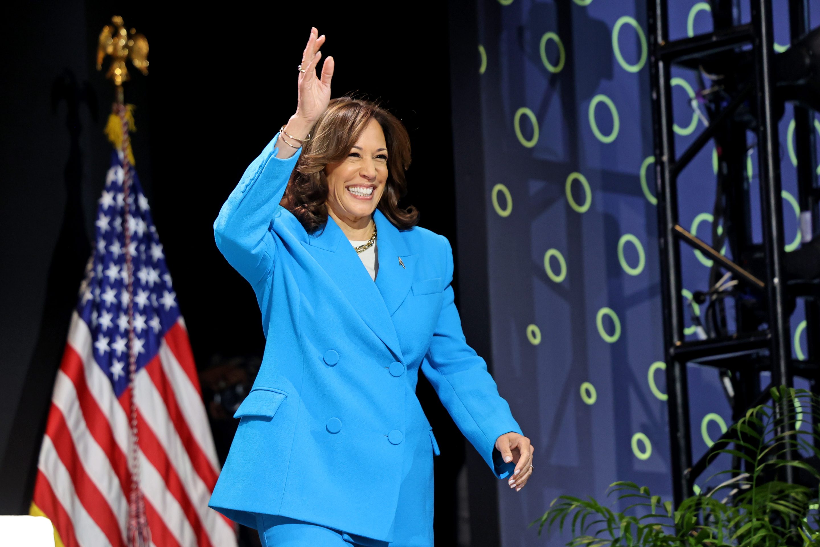 Vice President Kamala Harris appears at the Essence Festival of Culture in New Orleans on July 6, 2024.