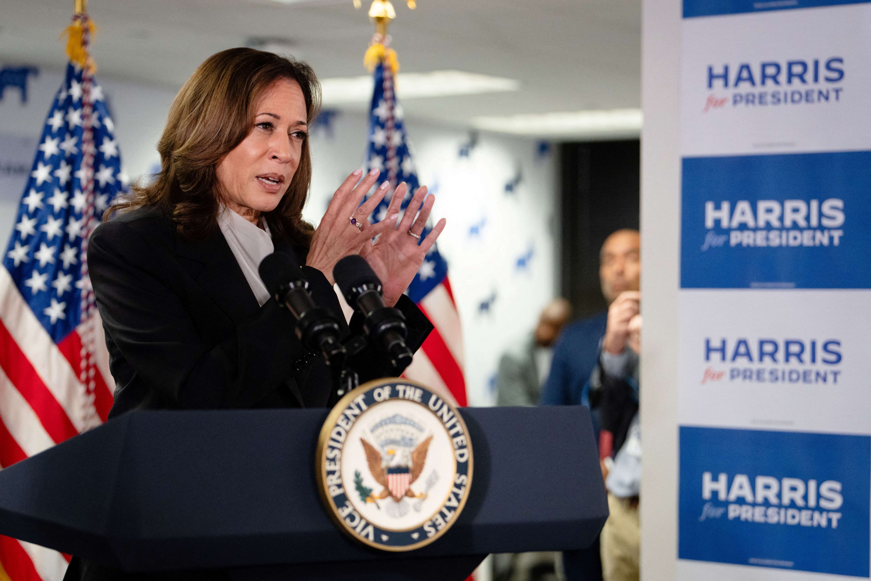 Vice President Kamala Harris gives her first speech as a 2024 presidential candidate.