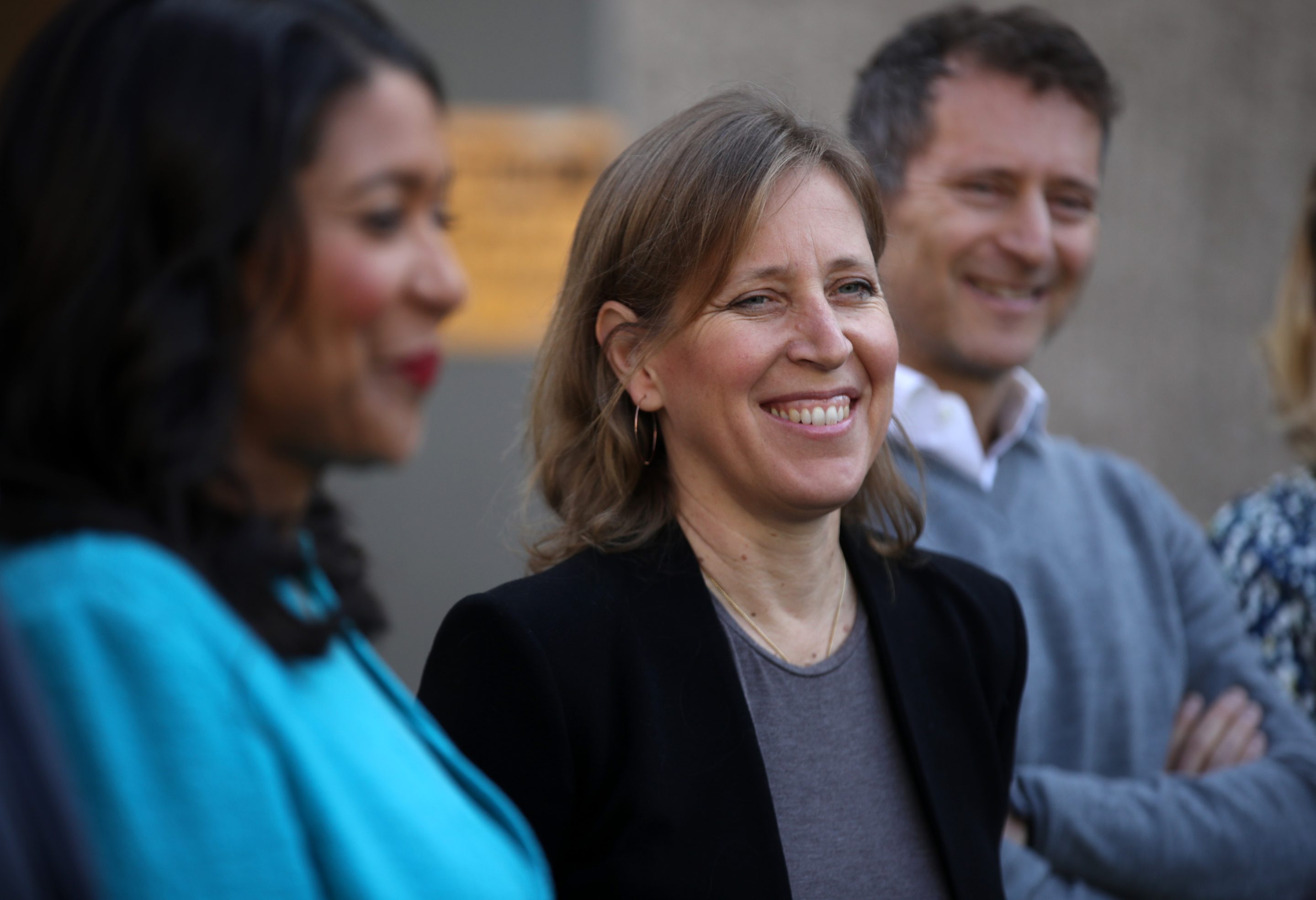 YouTube CEO Susan Wojcicki (C) during a press conference at Hamilton Families on November 21, 2019 in San Francisco.