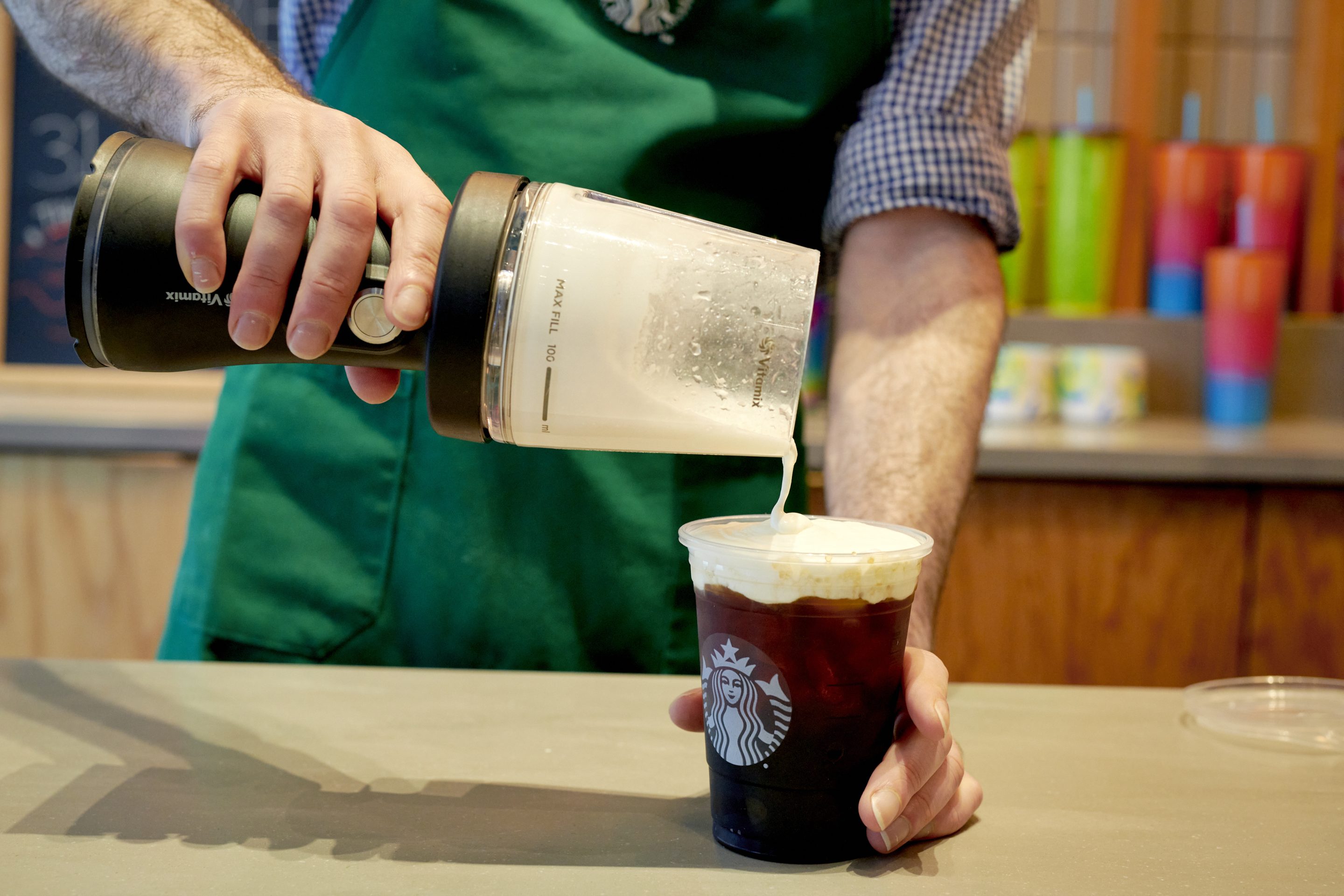 Barista making a fancy coffee