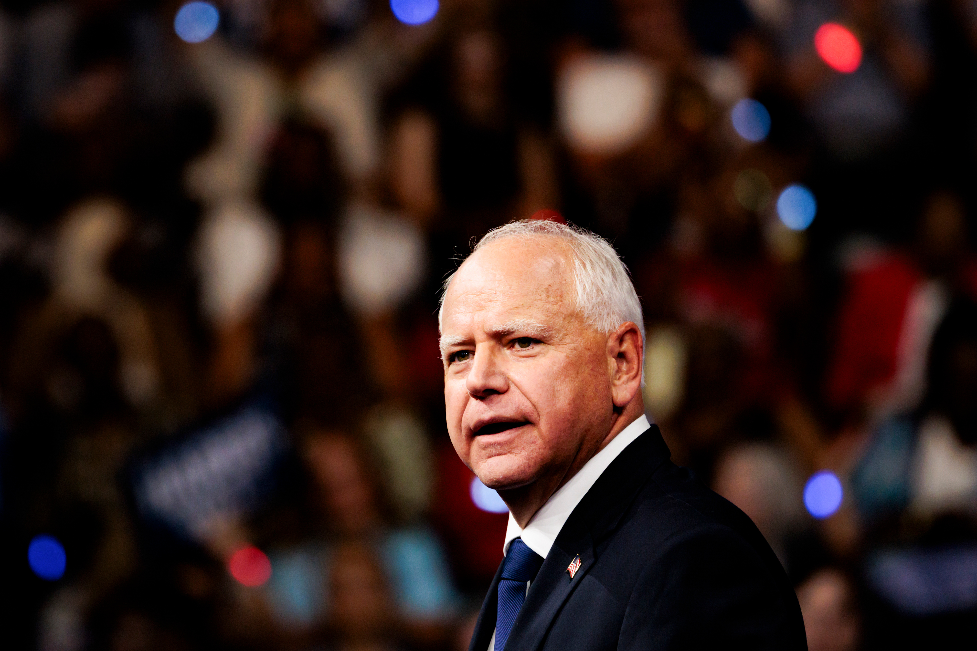Tim Walz, governor of Minnesota and Democratic vice presidential nominee, during a campaign event in Philadelphia, Aug. 6, 2024.