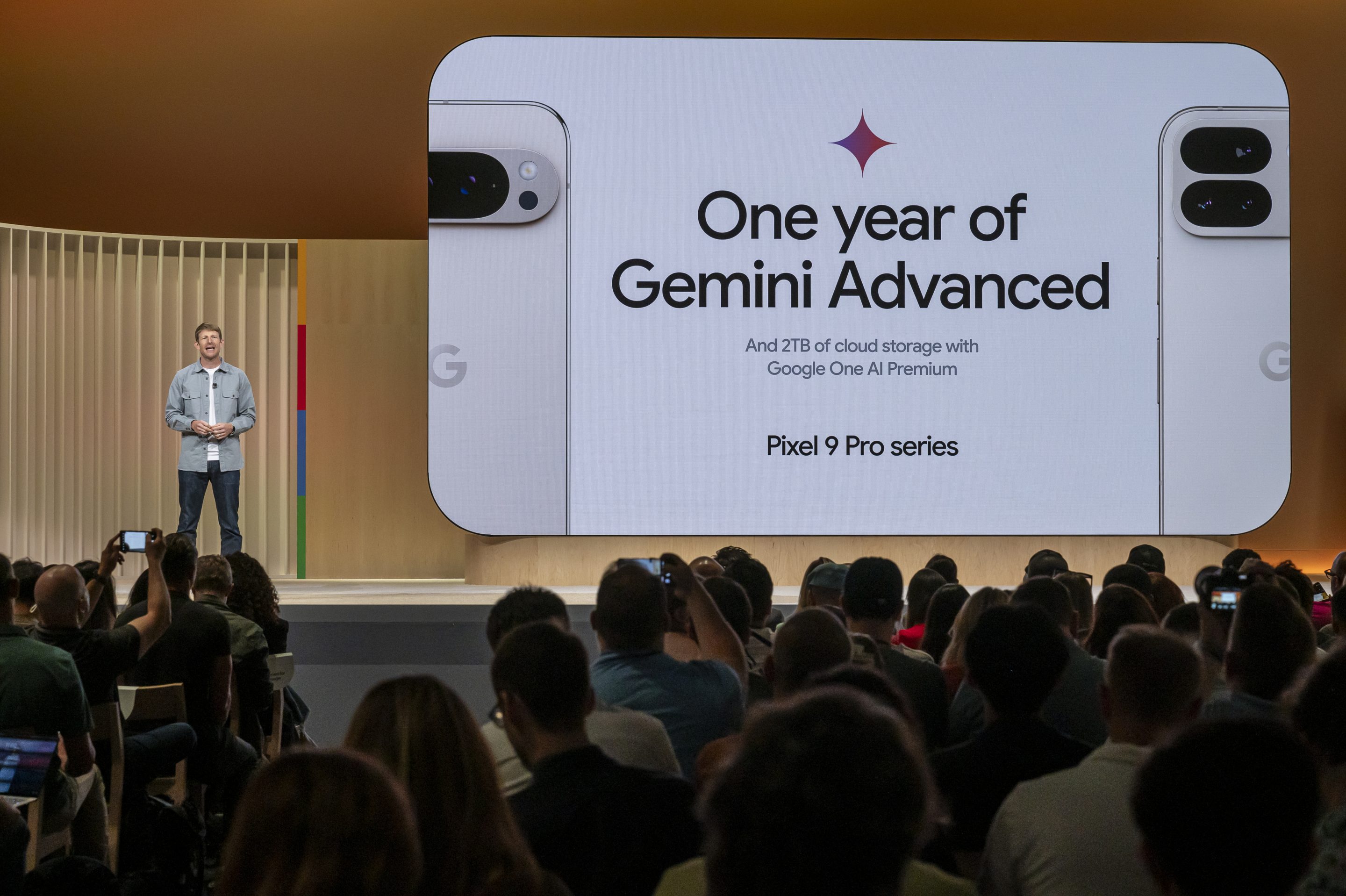 Brian Rakowski, vice president of product management for Pixel at Alphabet Inc., during the Made By Google launch event in Mountain View, California, US, on Tuesday, Aug. 13, 2024.