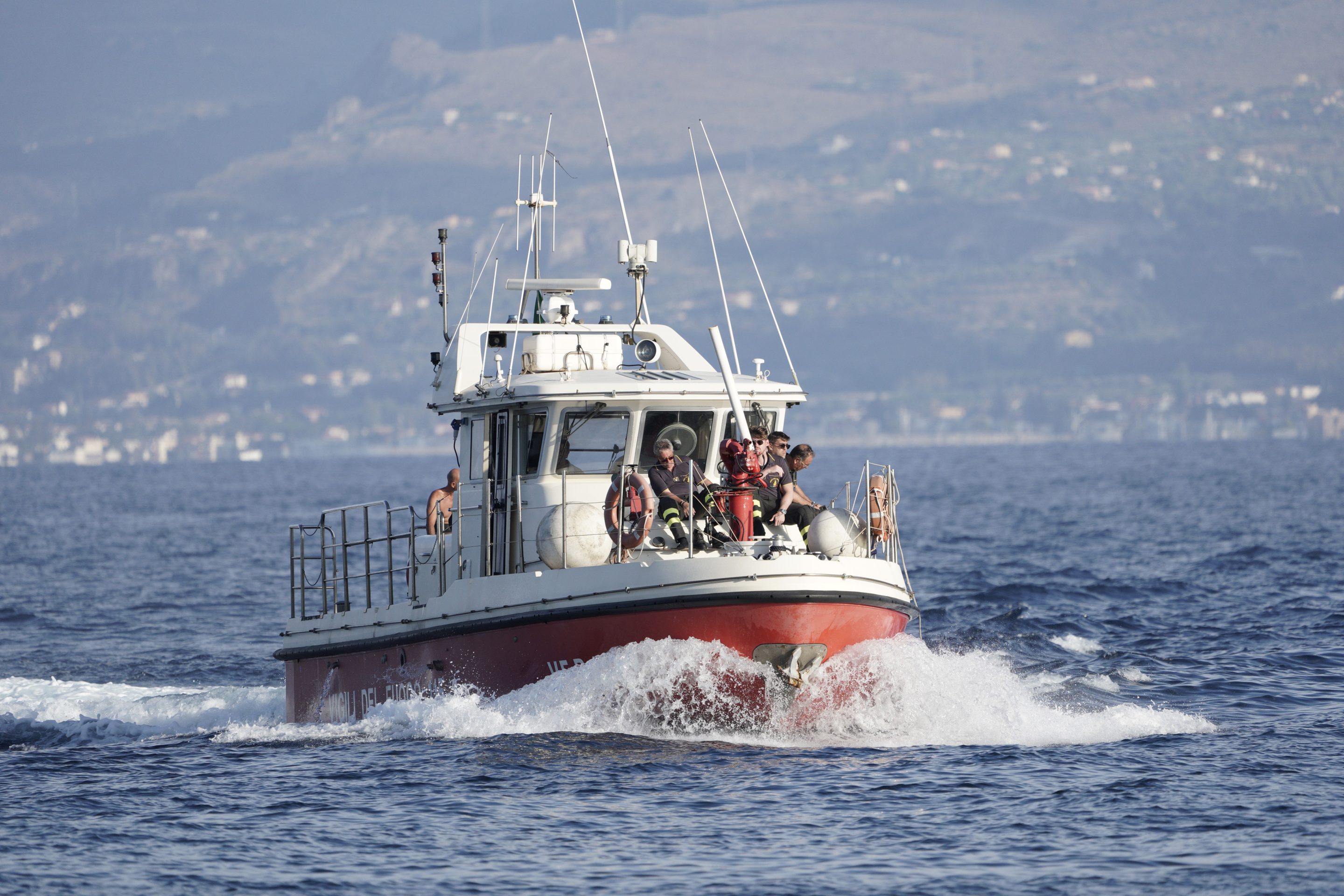 A rescue boat in the water