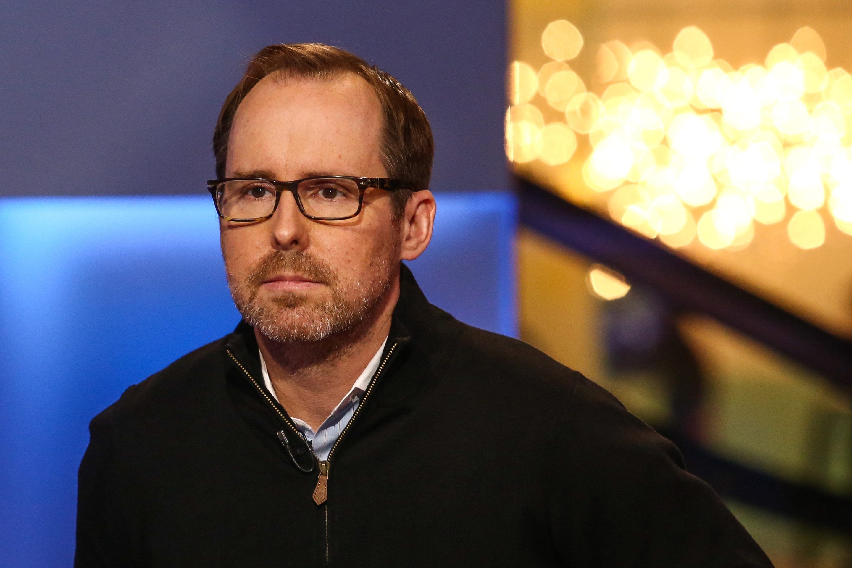 Mark Spitznagel, founder and chief investment officer of Universa Investments, listens during a Bloomberg Television interview in New York on Feb. 17, 2016.