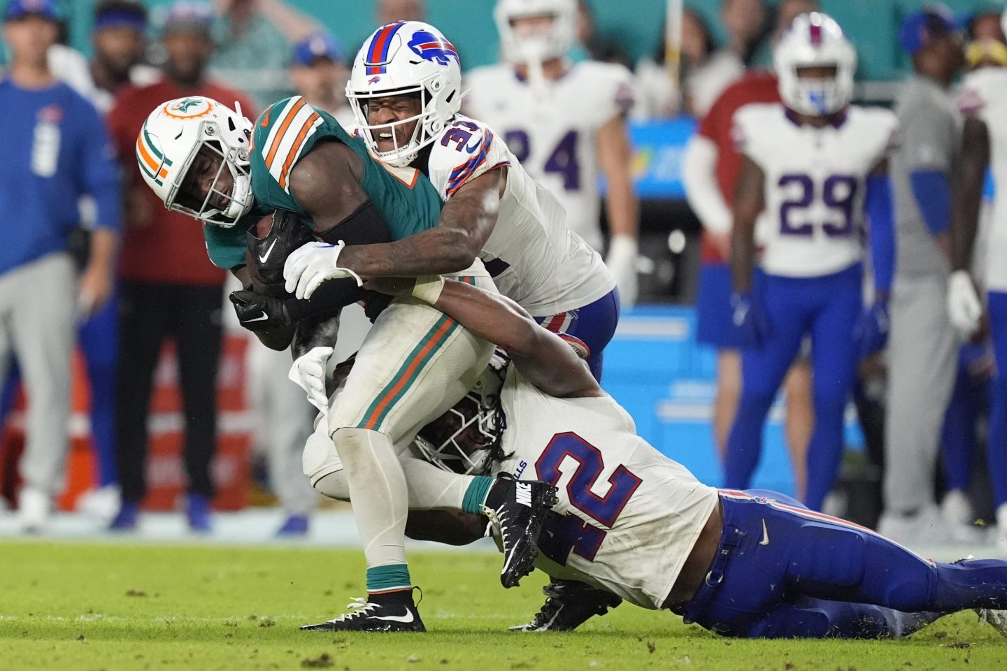 football player tackling