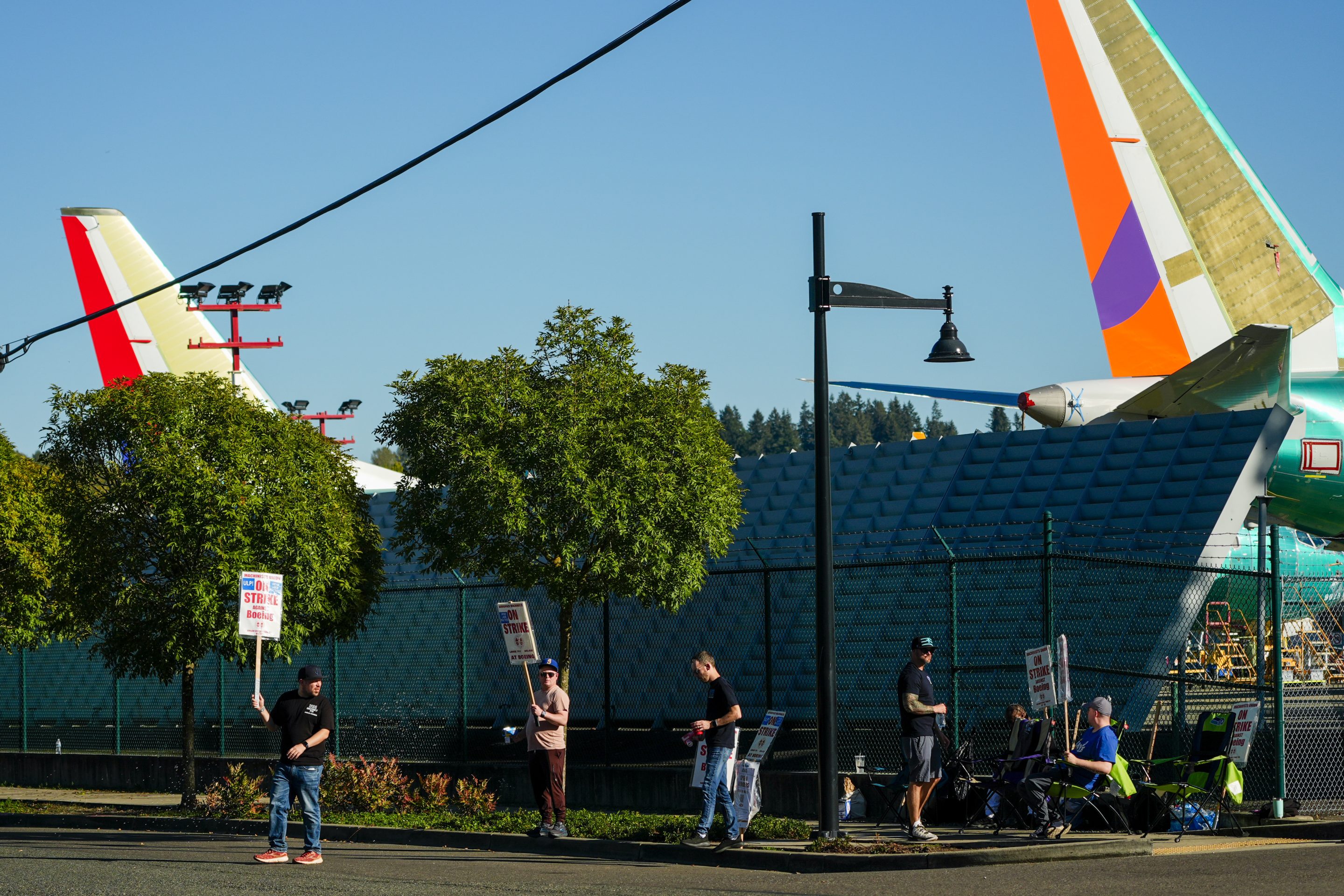 Boeing employees on picket line