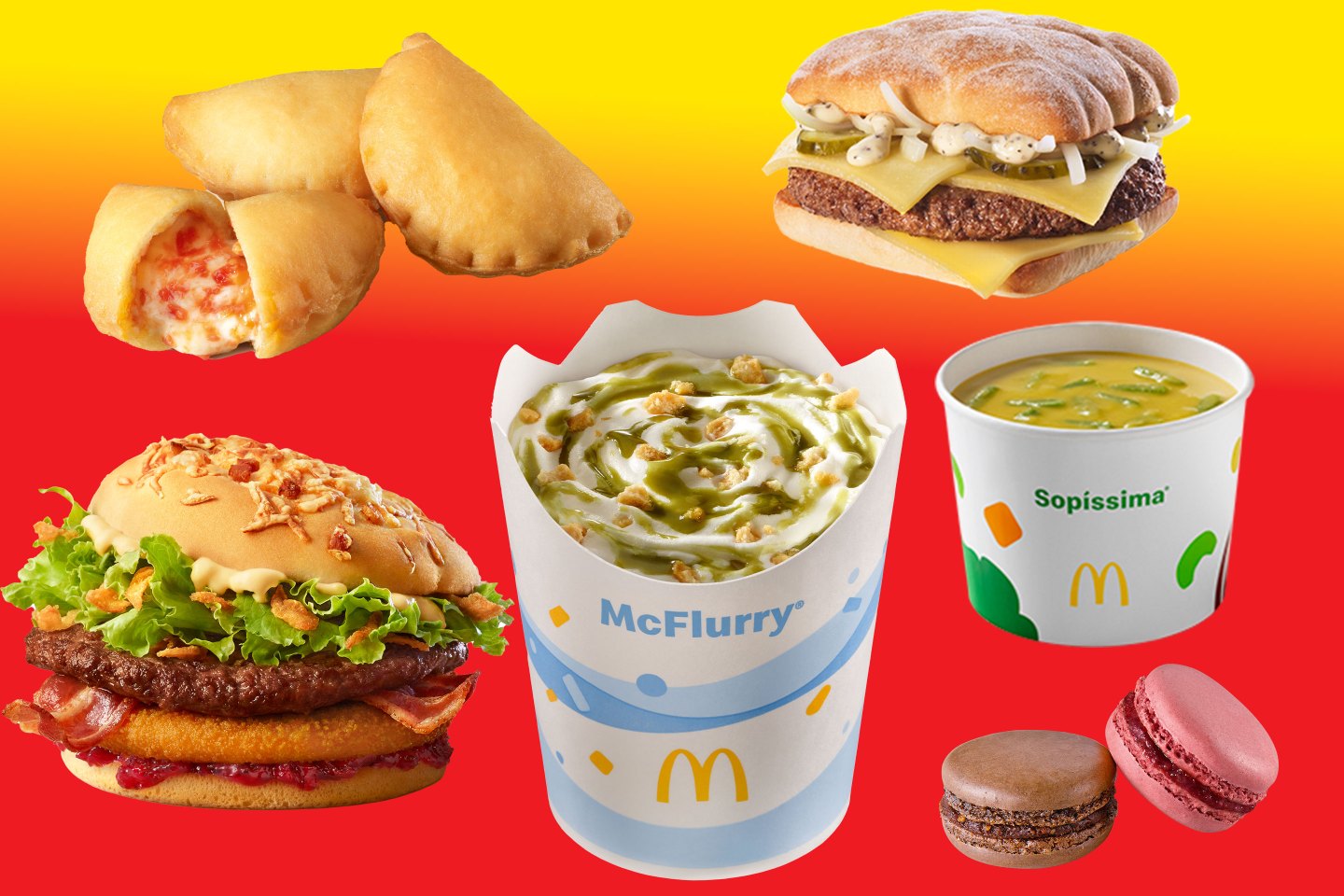 a selection of mcdonald's products in a collage