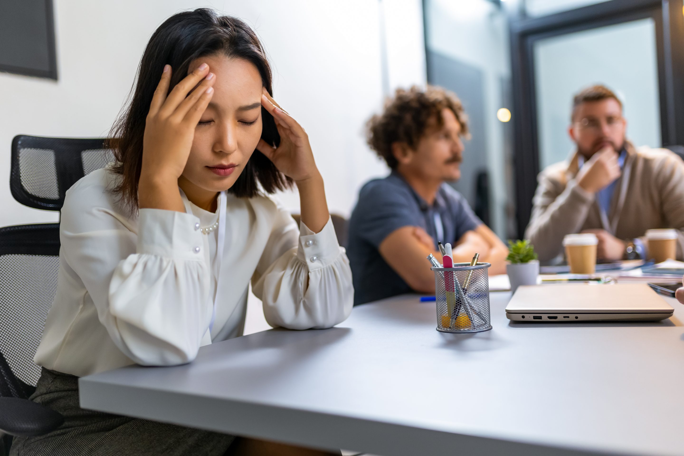 Employee is disappointed at work.