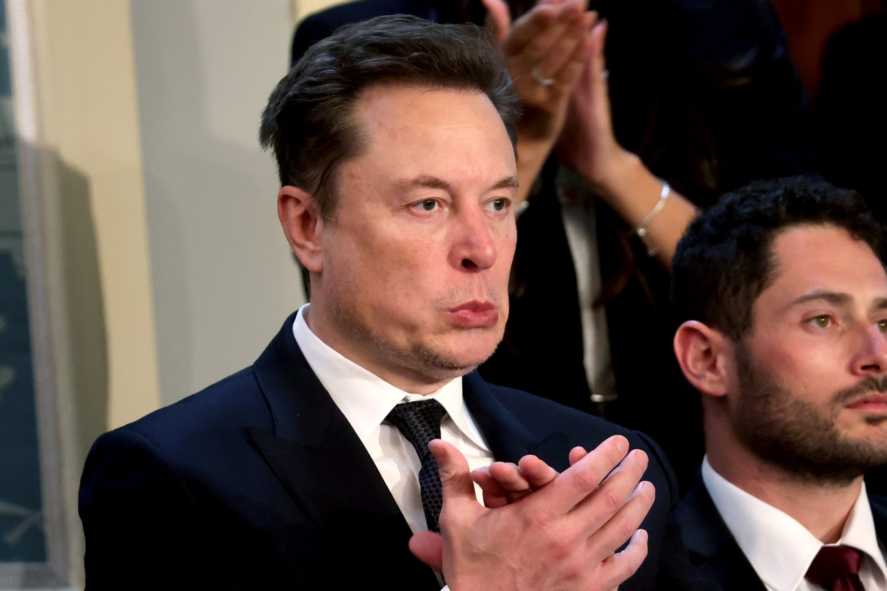Elon Musk, chief executive officer of Tesla Inc., during a joint meeting of Congress with Israeli Prime Minister Benjamin Netanyahu at the US Capitol in Washington, DC.