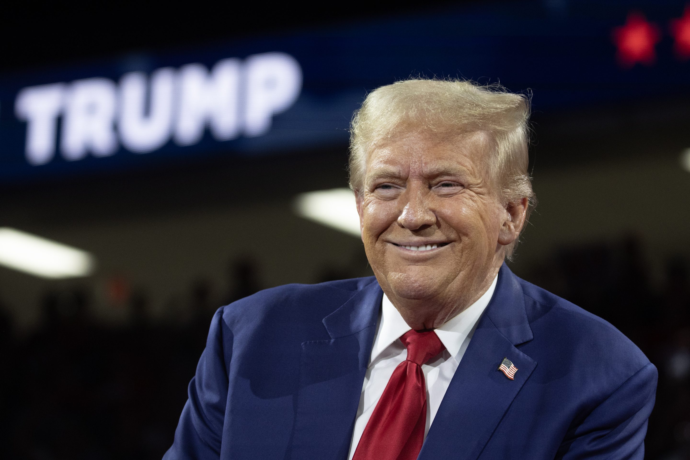 Donald Trump grins