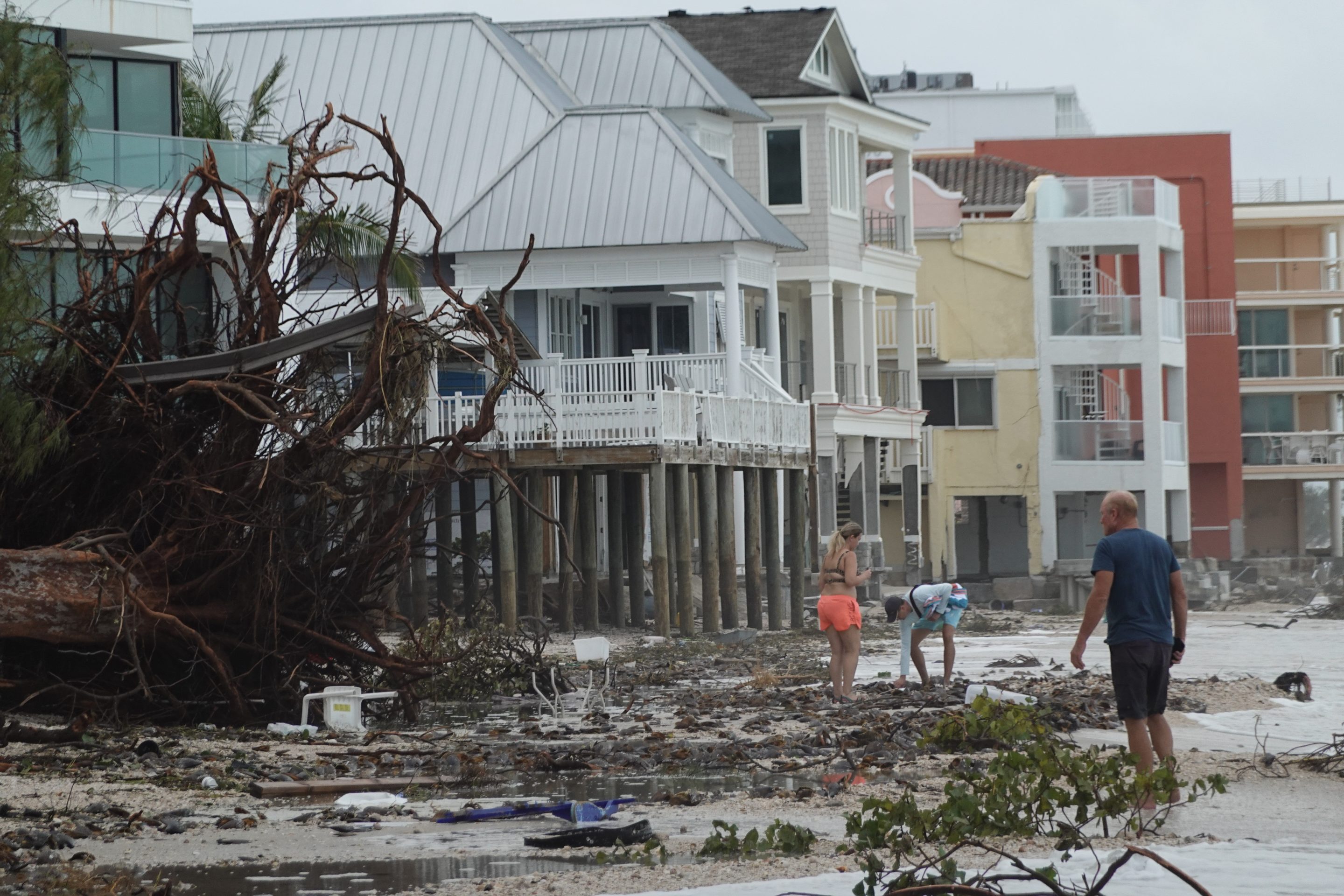 Trees and debris lay on the beach in the aftermath of Hurricane Helene in Treasure Island, Florida.