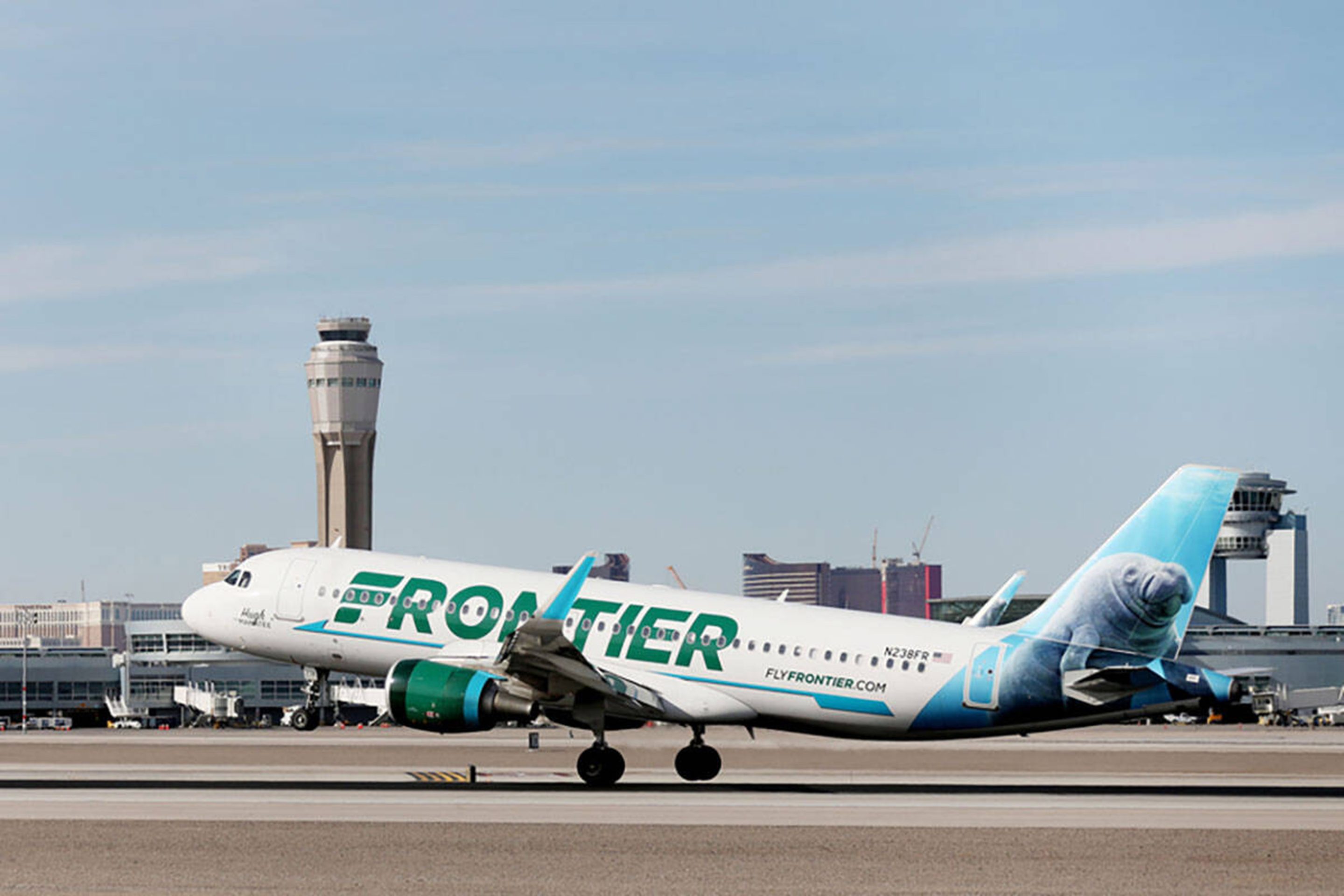 Frontier Airlines plane lands