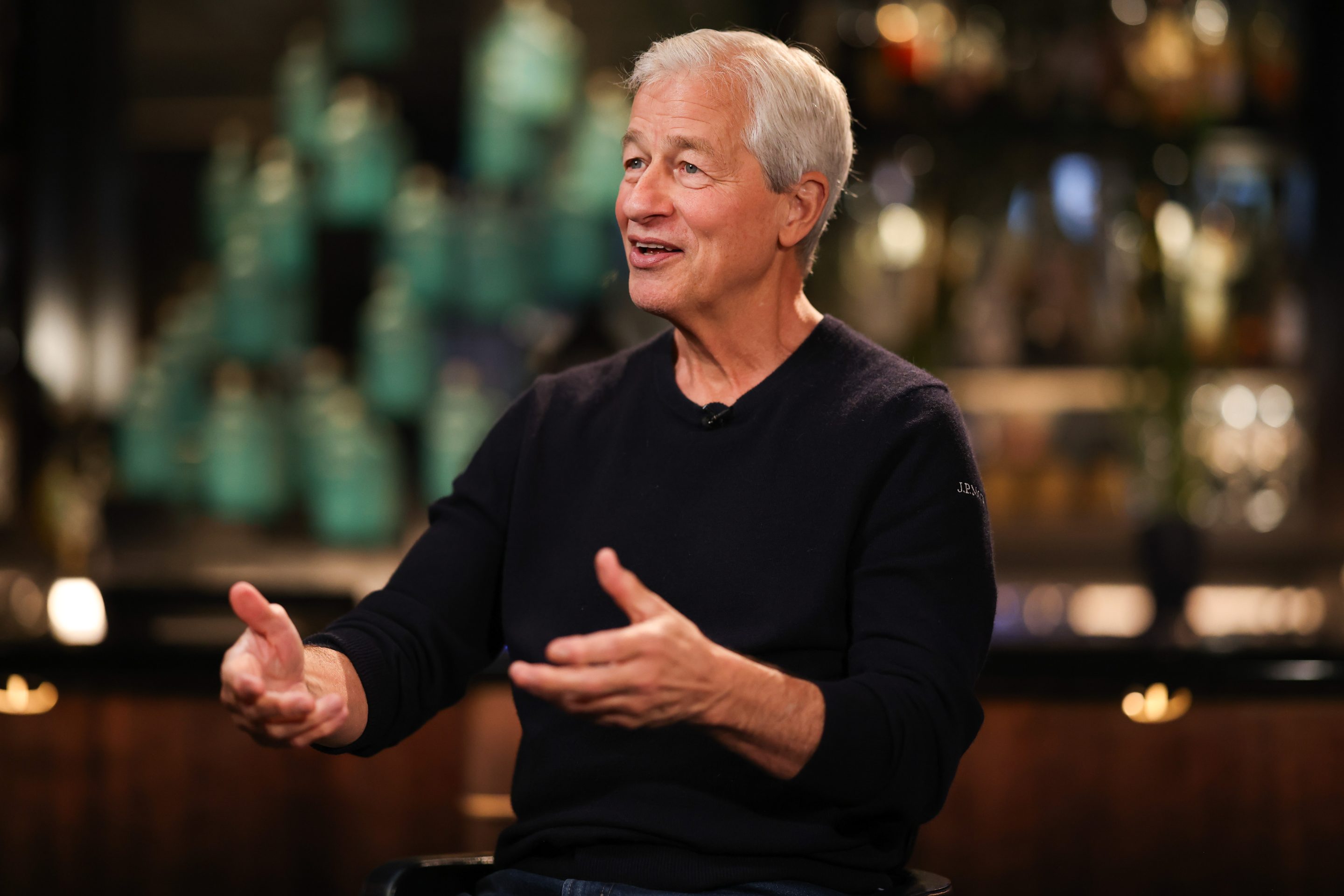 businessman speaking during a tv interview