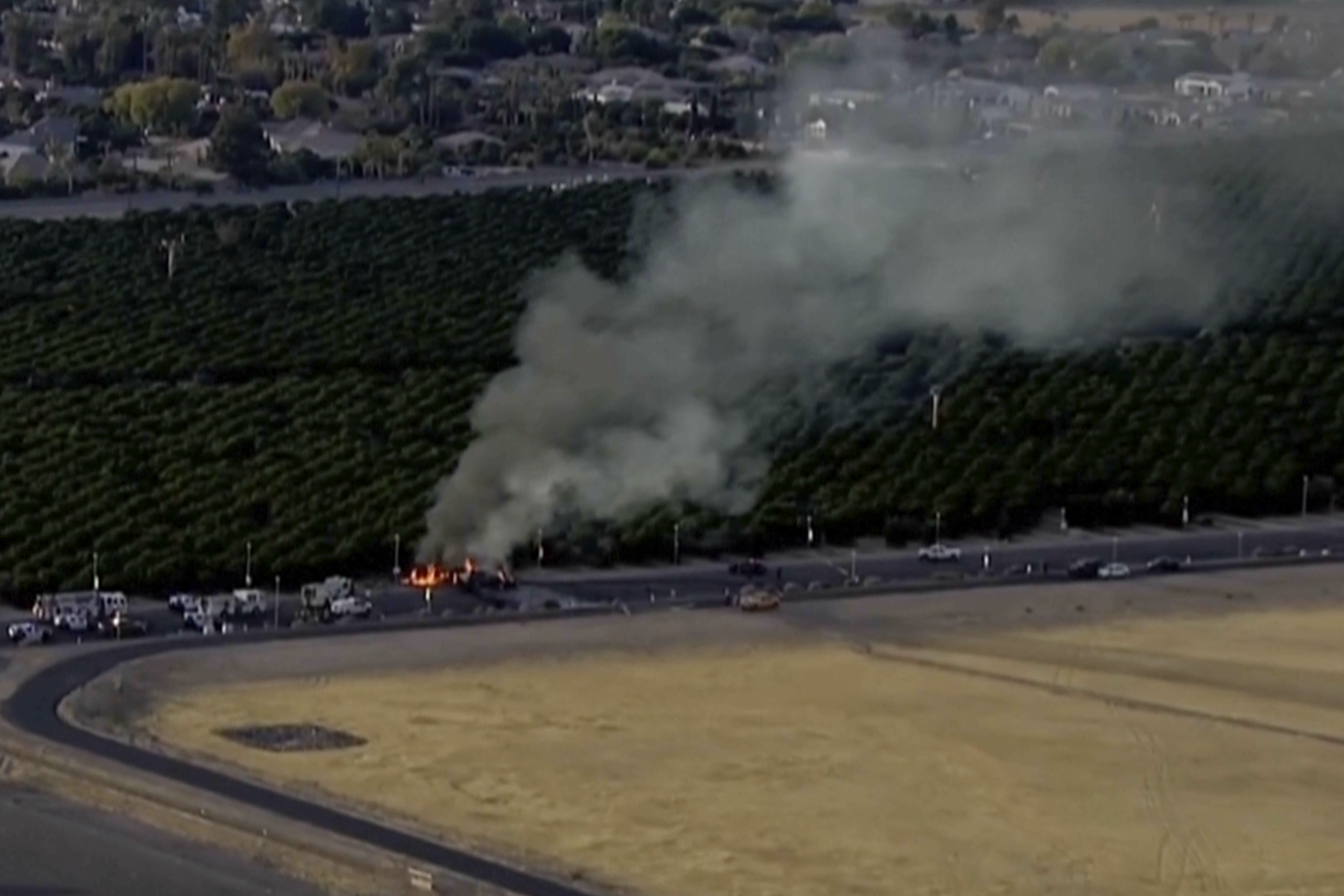 Footage shows smoke from a plane crash.