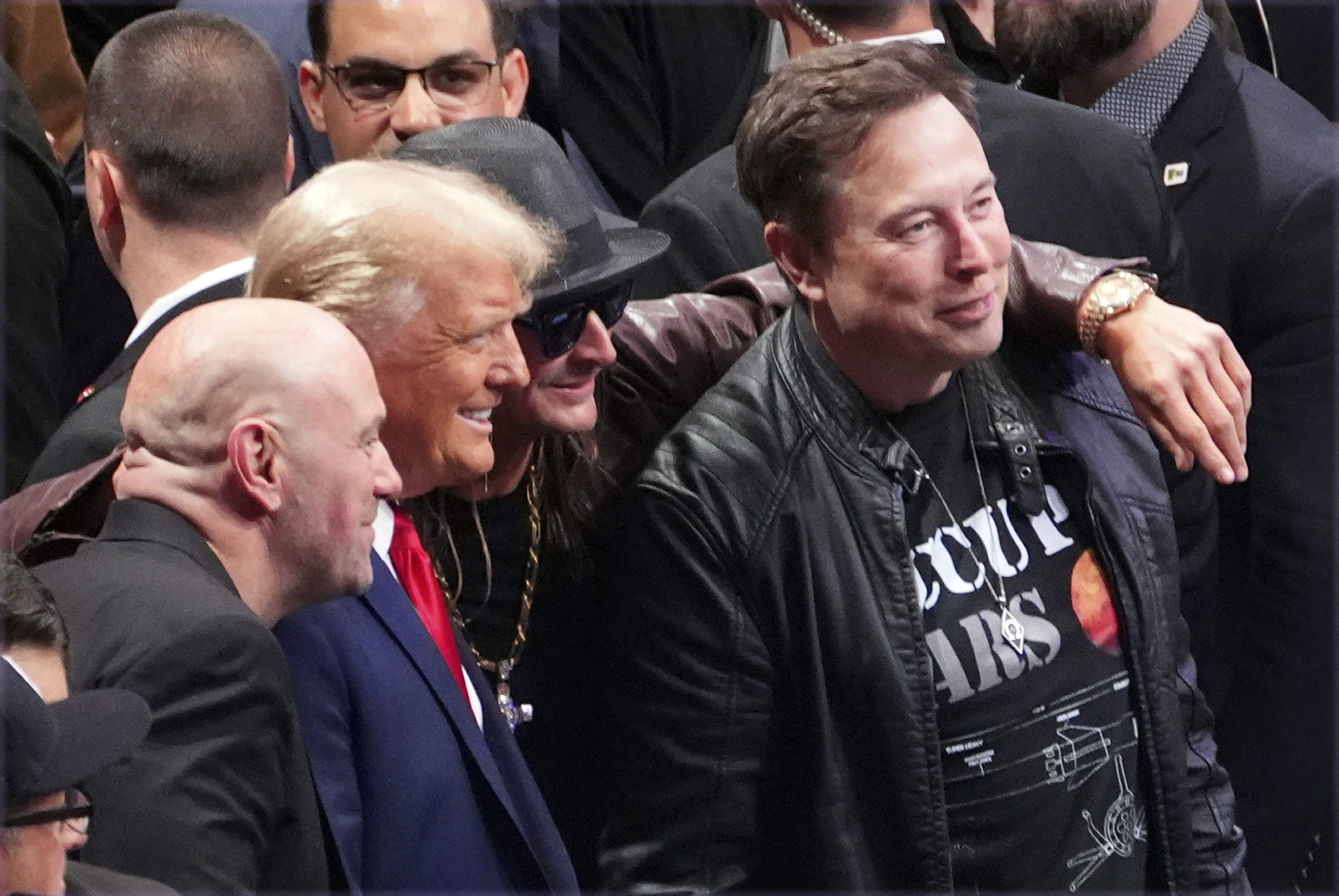 Elon Musk, Dana White, Kid Rock and Donald Trump.