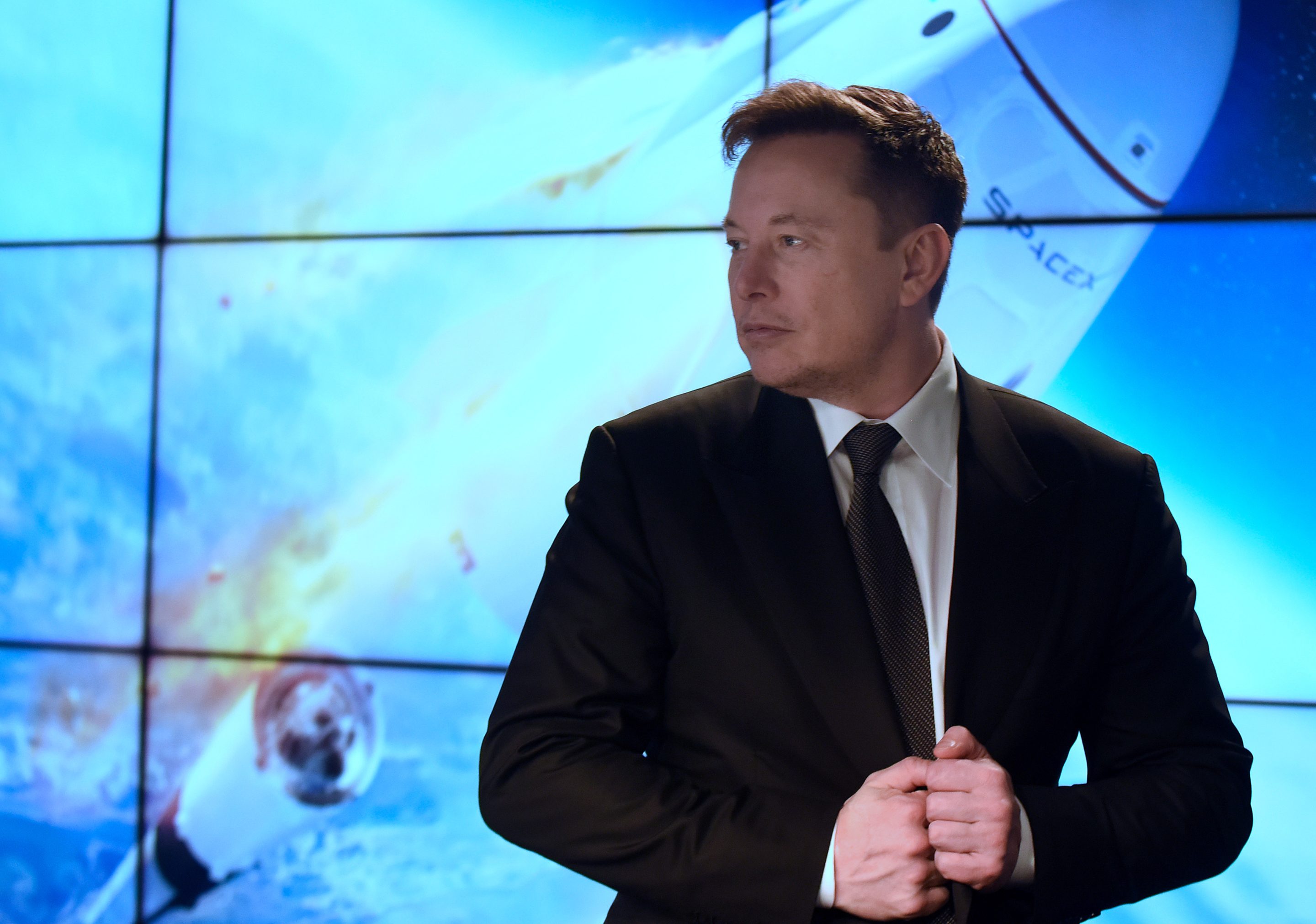 Elon Musk at Kennedy Space Center following the successful in-flight abort test of the SpaceX Falcon 9 rocket and Crew Dragon capsule on Jan. 19, 2020.