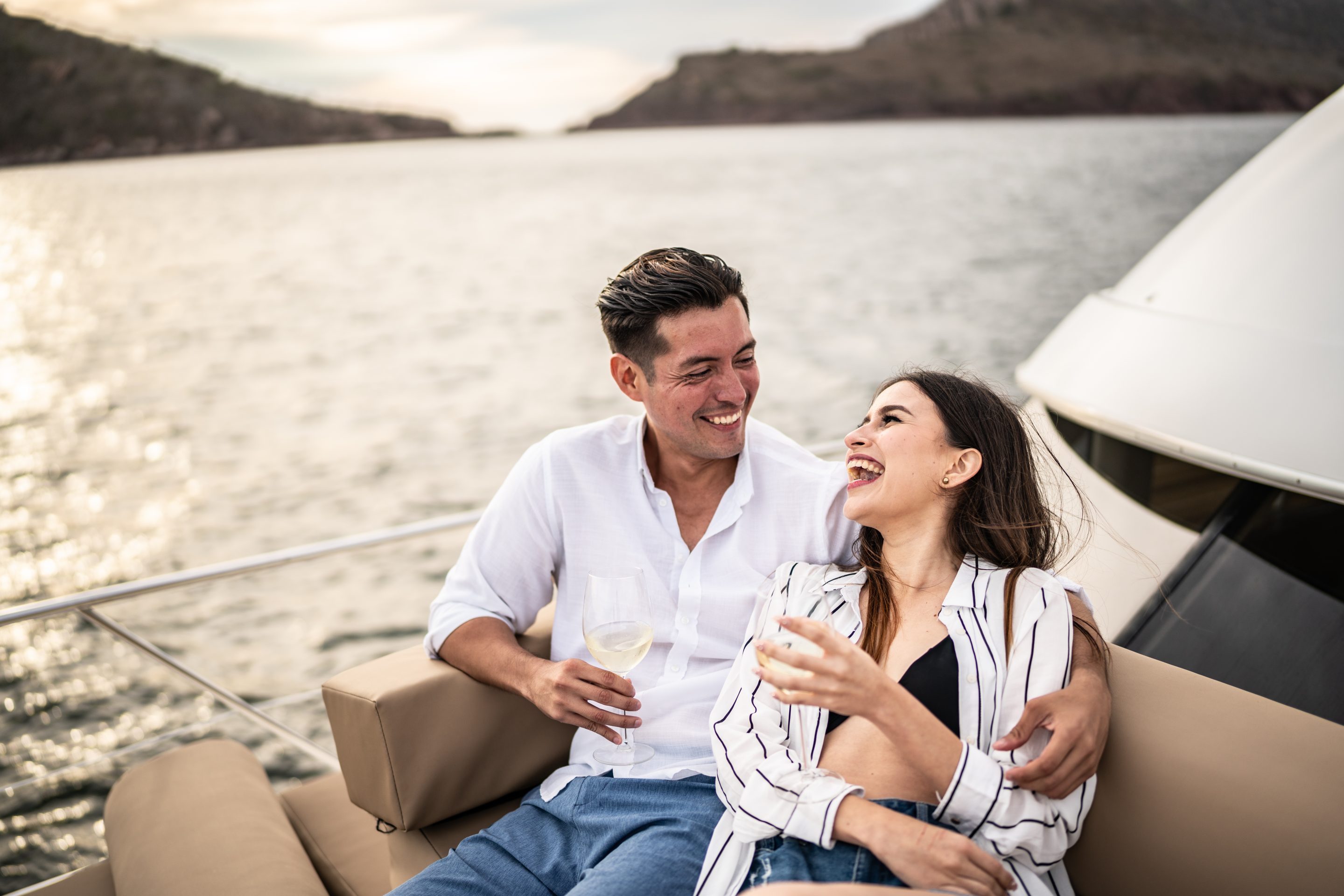 Young couple on a yacht