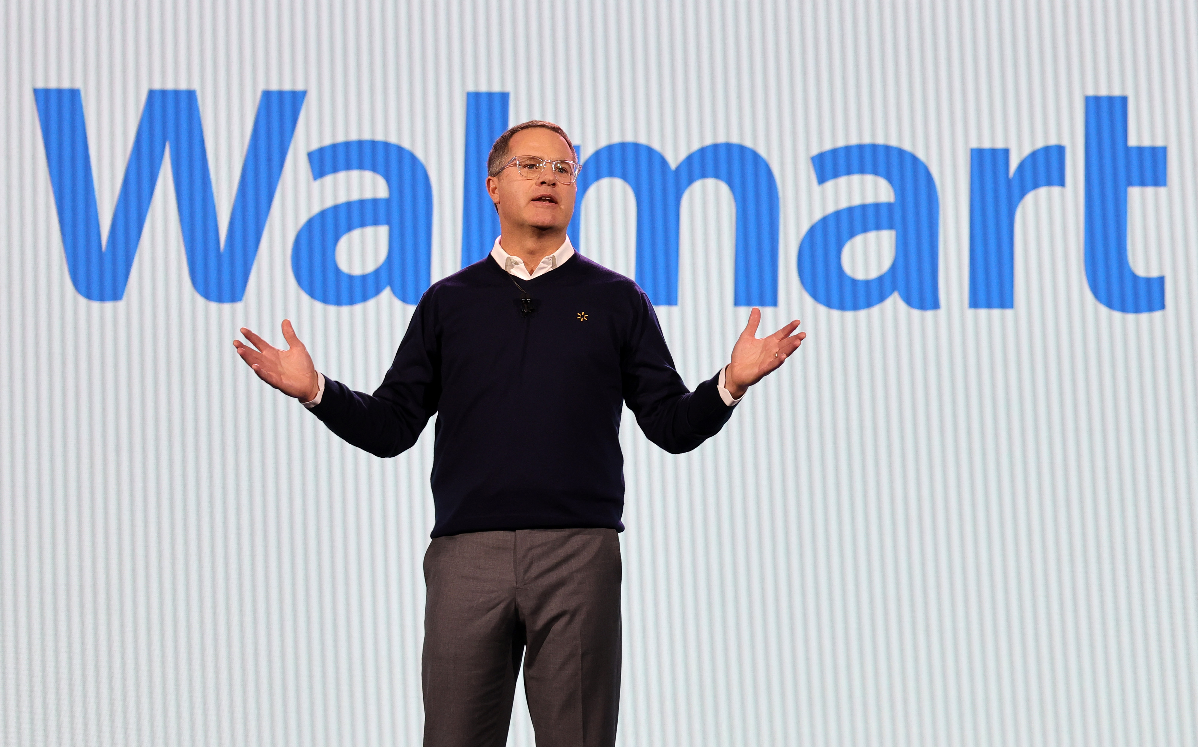 Walmart president and CEO Doug McMillon delivers a keynote address during CES 2024 on Jan. 9 in Las Vegas.