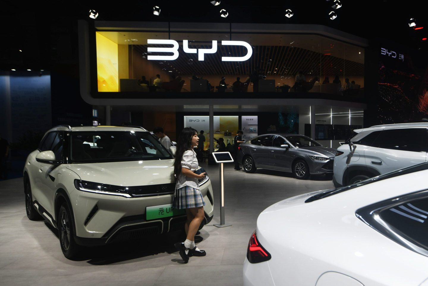 BYD’s stand at the Guangzhou auto show on Nov. 15, 2024. BYD has reportedly asked suppliers for a 10% price cut for 2025.